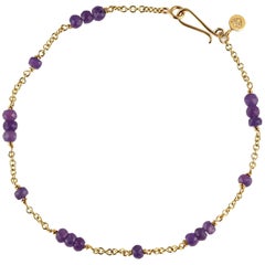 KATA Sapphire Bead Bracelet with 9 Carat Gold Chain with Hook Clasp Fitting