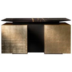 Katai Golden Sideboard with Black Guinea Marble Top