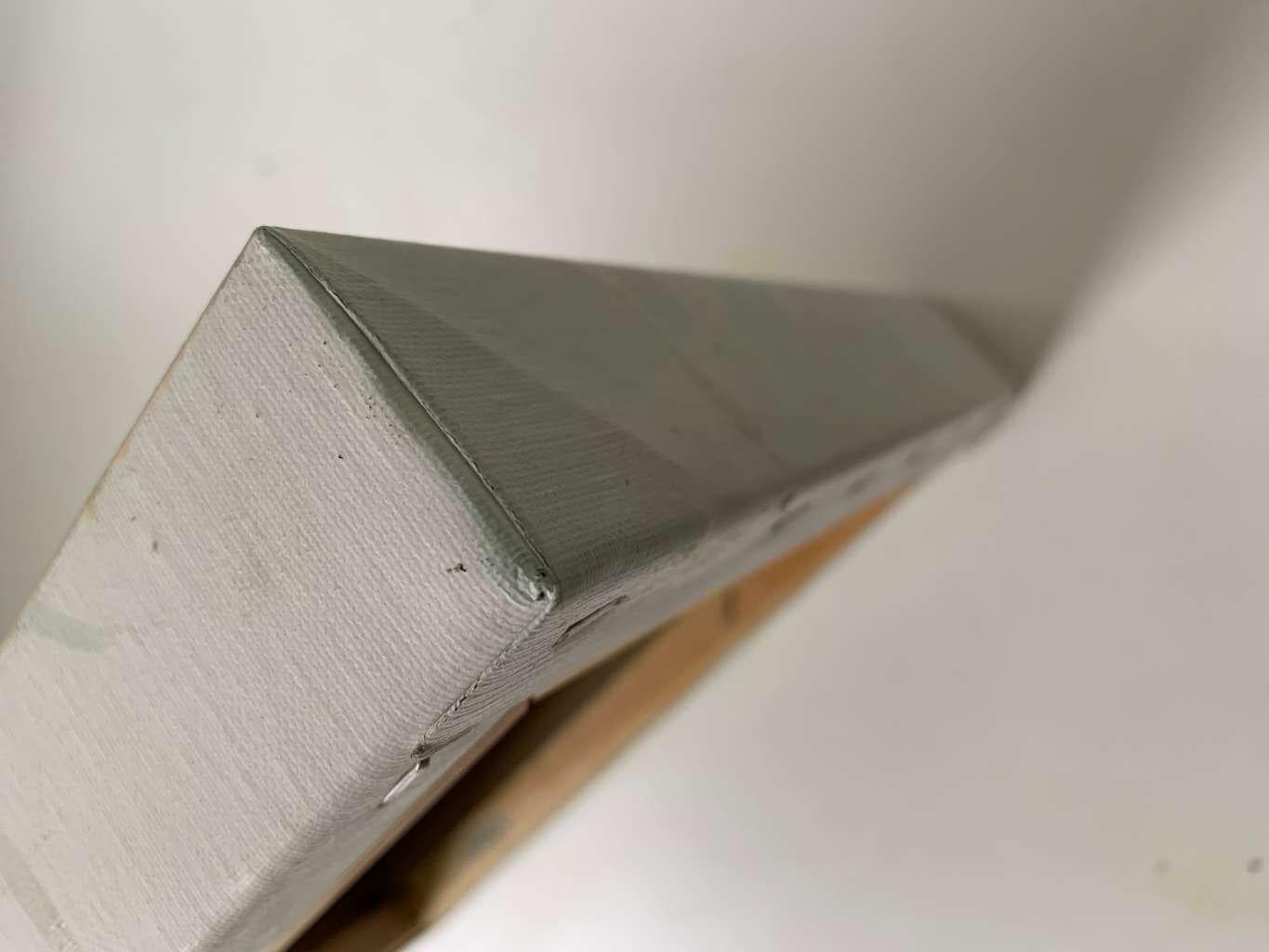 Dieses Kunstwerk stellt eine faszinierende Mischung aus Abstraktion und subtilem Realismus dar, die sich vor einem strukturierten, gedämpften Hintergrund abzeichnet. In der Mitte befindet sich eine zarte, durchscheinende Form, die an eine