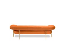 Katana 4 Seater Sofa in Arancio Natural Leather with Satin Brass Legs