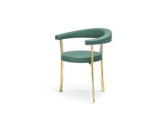 Katana Armchair in Dark Green Fabric with Polished Brass by Paolo Rizzatto