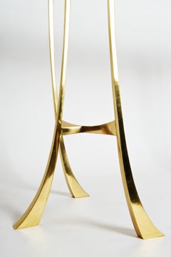 Katana Console with Gold Bronze Base and Beige Angora Parchment Top 'Preorder'