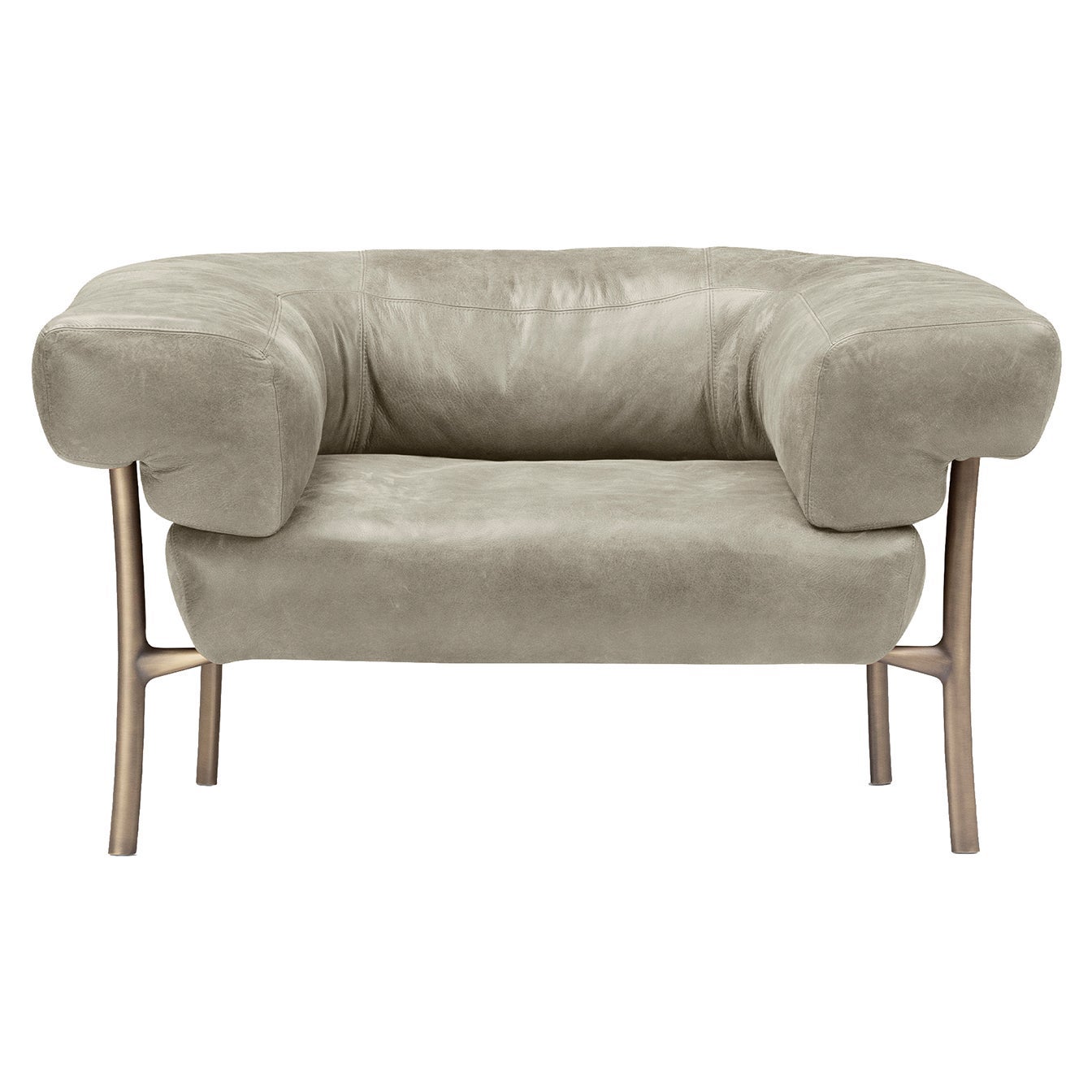 Sillón de piel gris Katana de Paolo Rizzatto