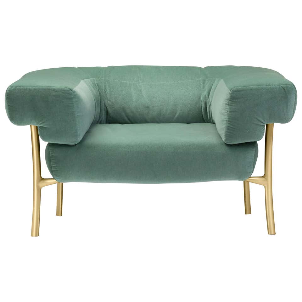 Velvet, Bronzed Steel, Brass and Ostrich Feather, Ostrich Fluff Lounge ...