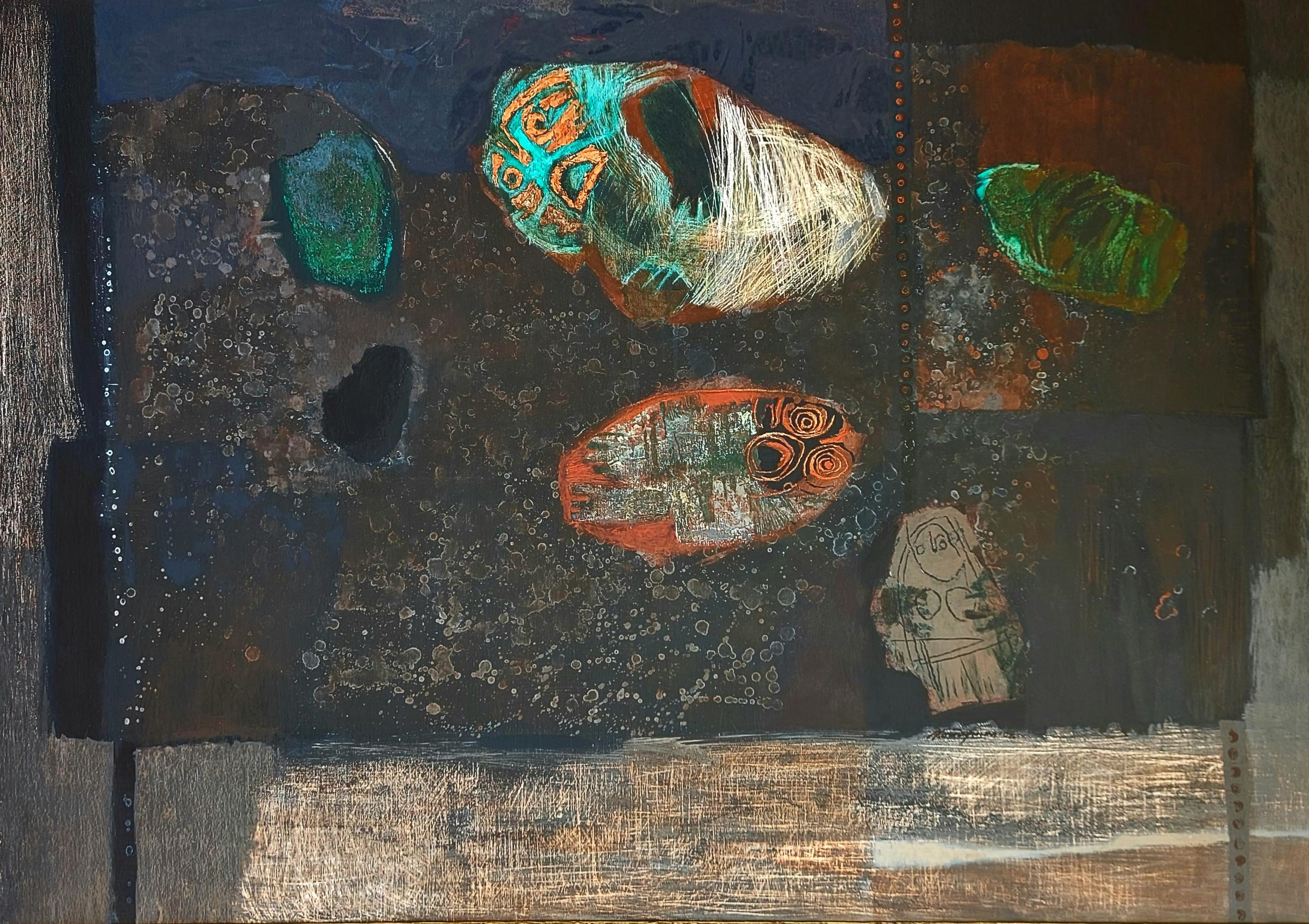 Katarina Dordevic  Abstract Painting -  'Forgotten Idols II, ' by Katarina Dordevic, Acrylic on Canvas Painting