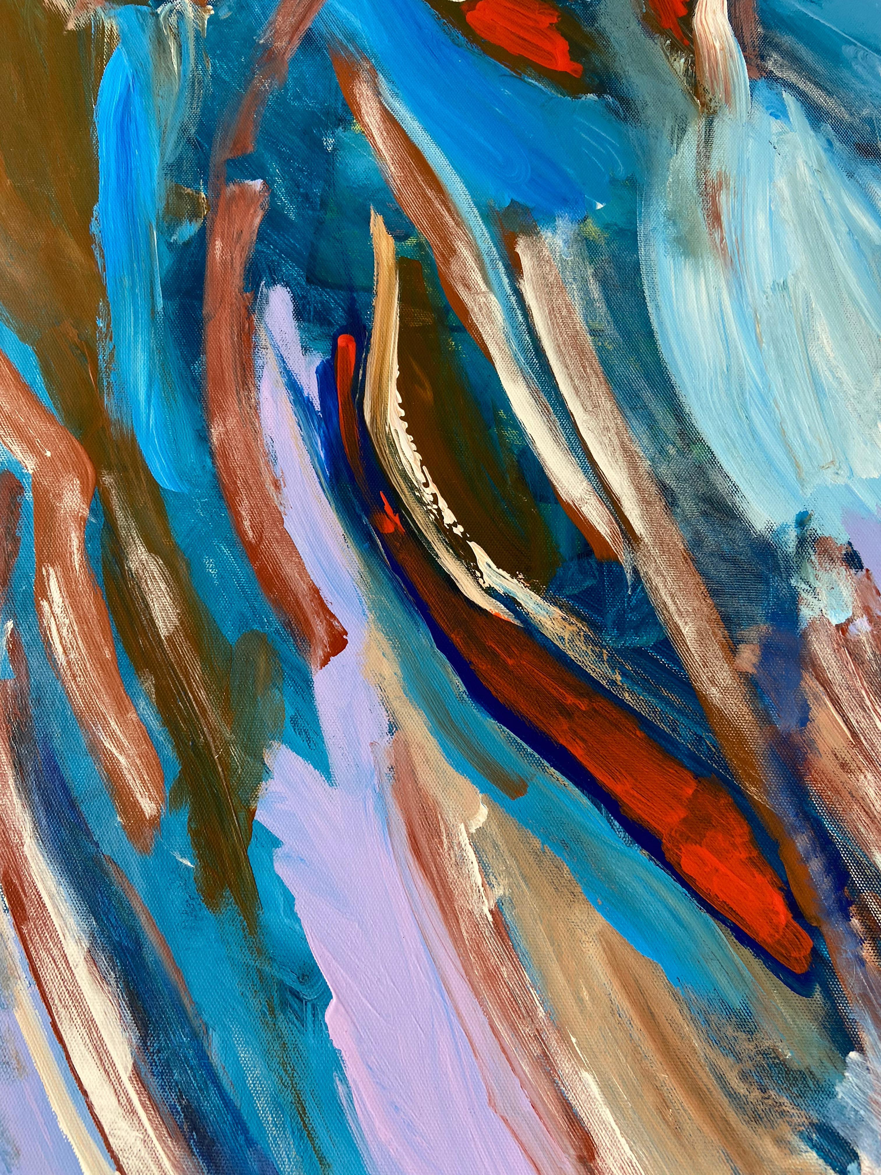 4 saisons - Gris Landscape Painting par Katarina Joys