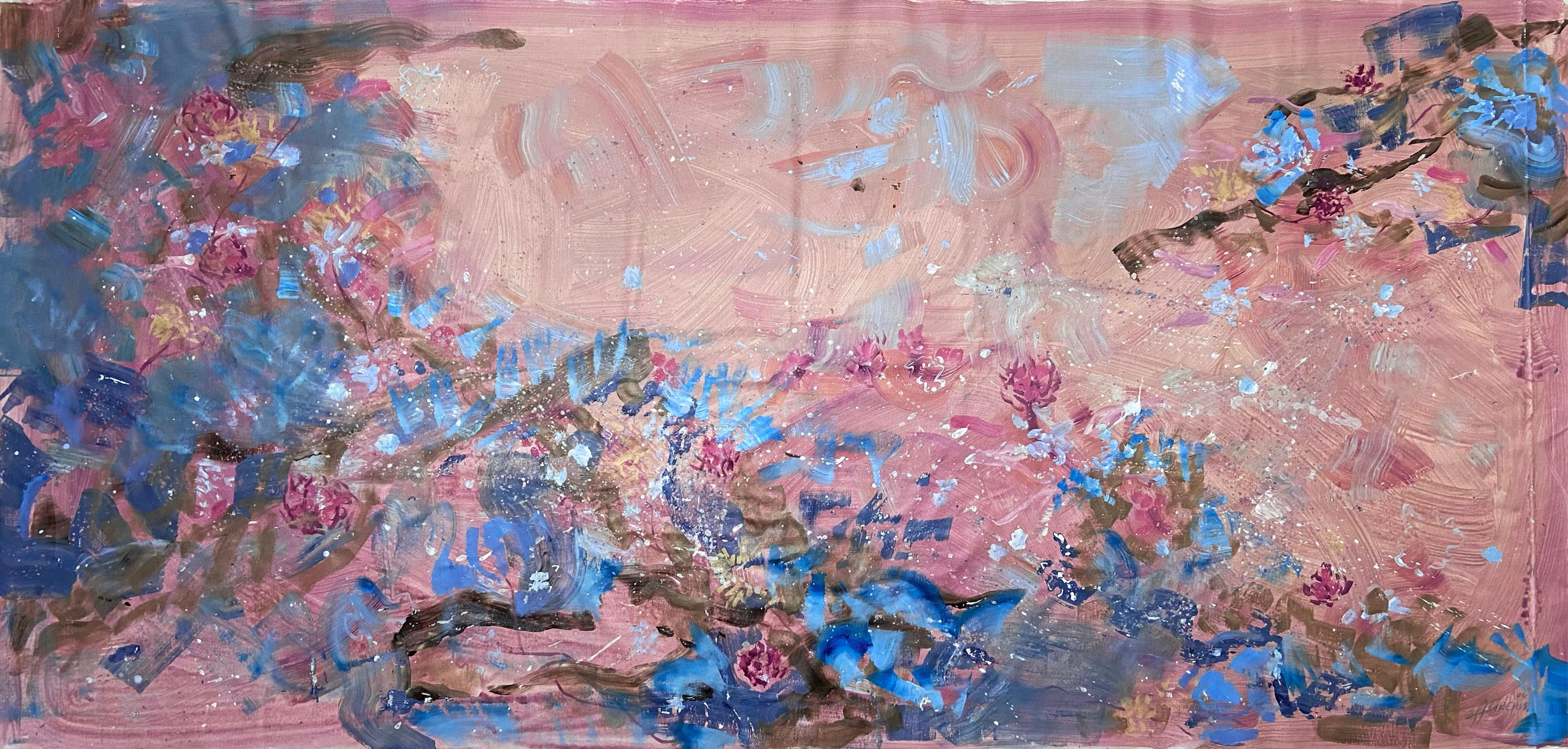 fiori astratti rosa  pittura - Painting Espressionismo astratto di Katarina Joys