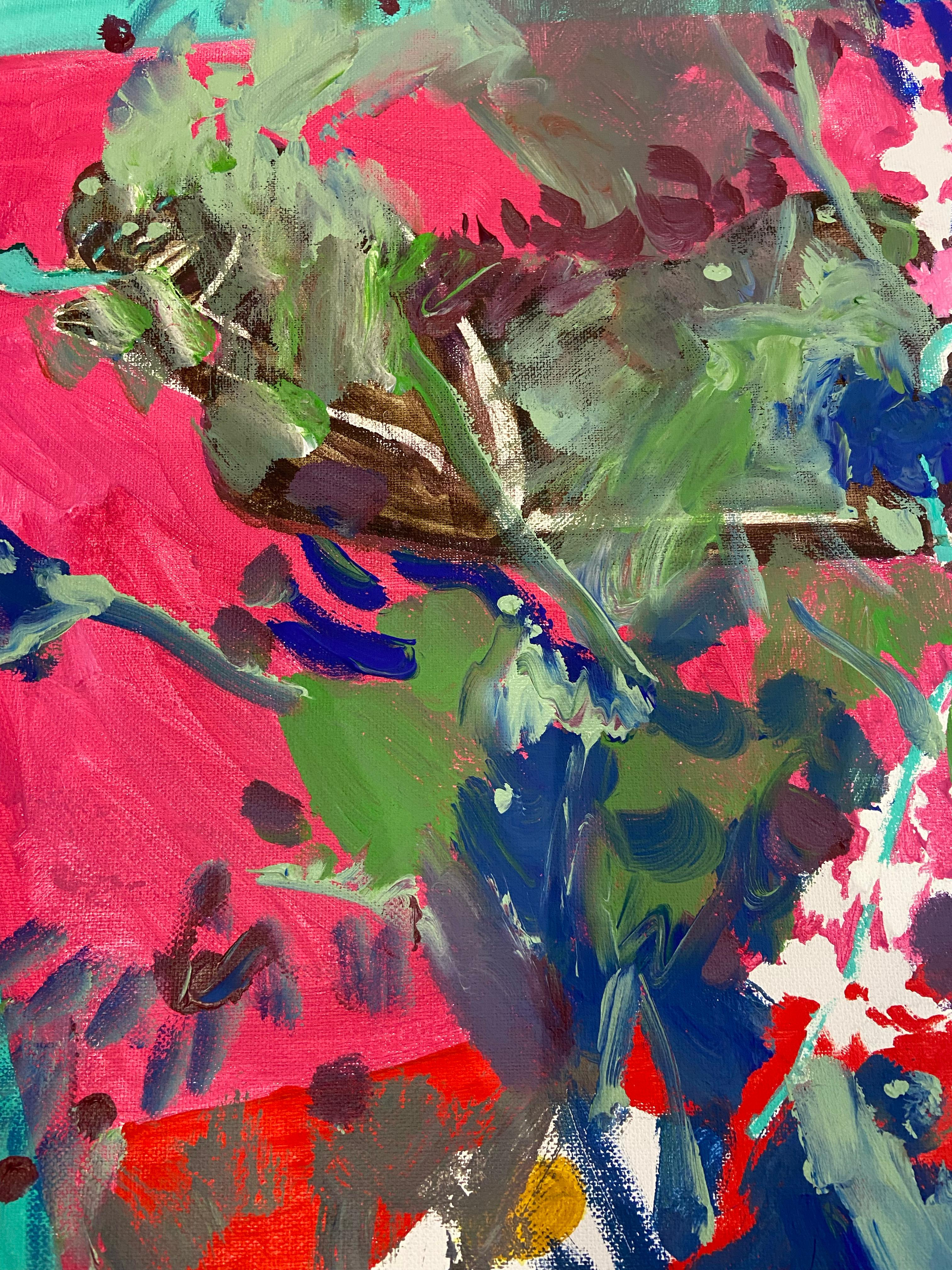 abstract flowers stillife painting - Abstract Expressionist Painting by Katarina Joys