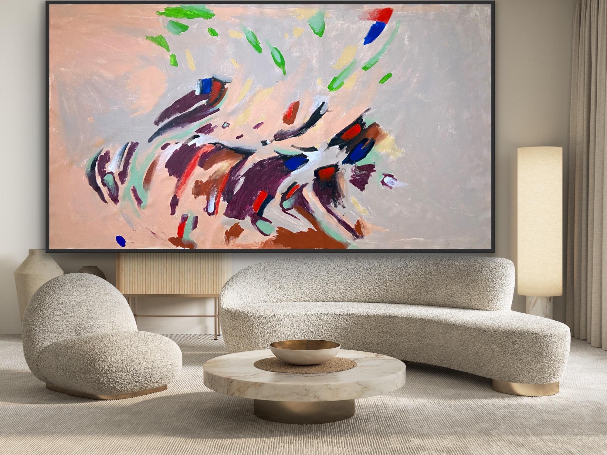 Abstract  fusion after  Kindinsky inspired - Landscape Painting Beige de Katarina Joys