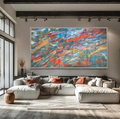 Abstract Landscape Painting: Acrylic on Canvas, 21st Century