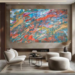 Abstract Landscape Painting: Acrylic on Canvas, 21st Century