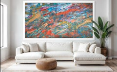 Abstract Landscape Painting: Acrylic on Canvas, 21st Century