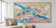 Abstract Light and Water Painting on Canvas, Oil and Acrylic