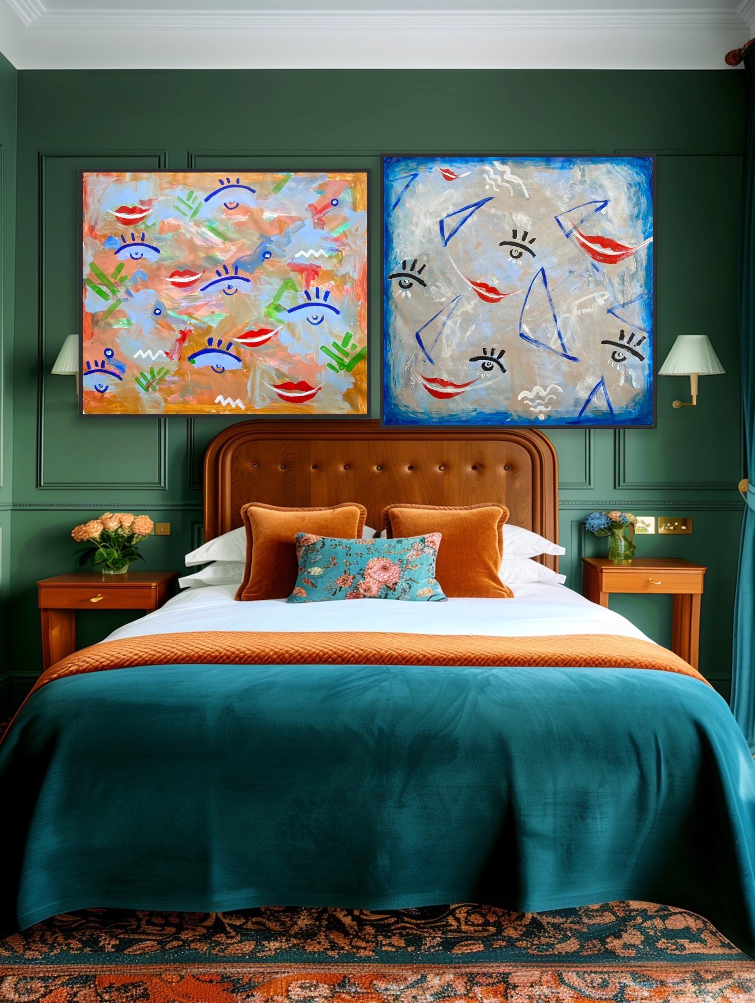 100x200cm two canvases 105x100cm each /100x100cm 
original painting on canvas
hand signed
one-of-a-kind
yu may chose to buy only one of them

The canvas is shipped rolled, not framed

Katarina's works are in private collections in Luxembourg,