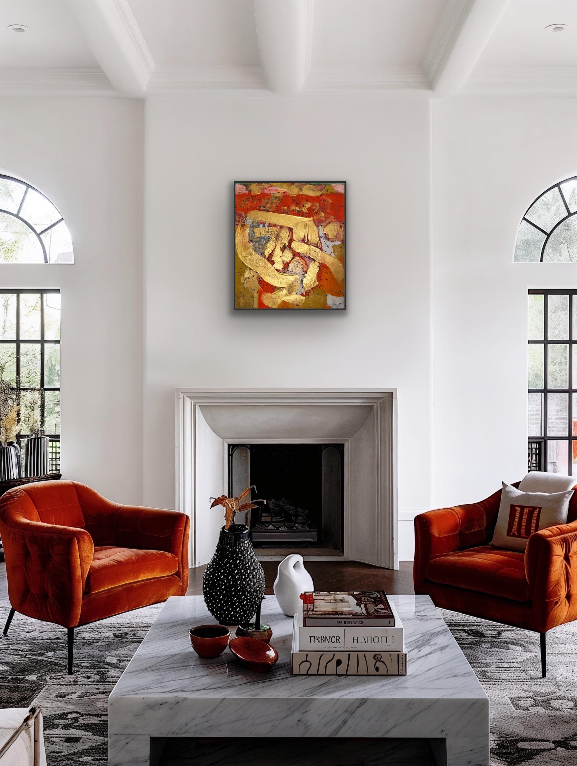 Happiness - Red Abstract Painting by Katarina Joys