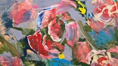 „Azure Botanica“ – großes abstraktes Gemälde in Öl und Acryl auf Leinwand
