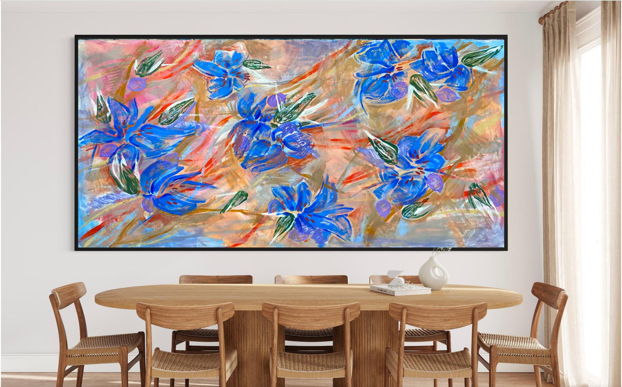 Still-Life Painting de Katarina Joys - Azure Rhythm in Bloom