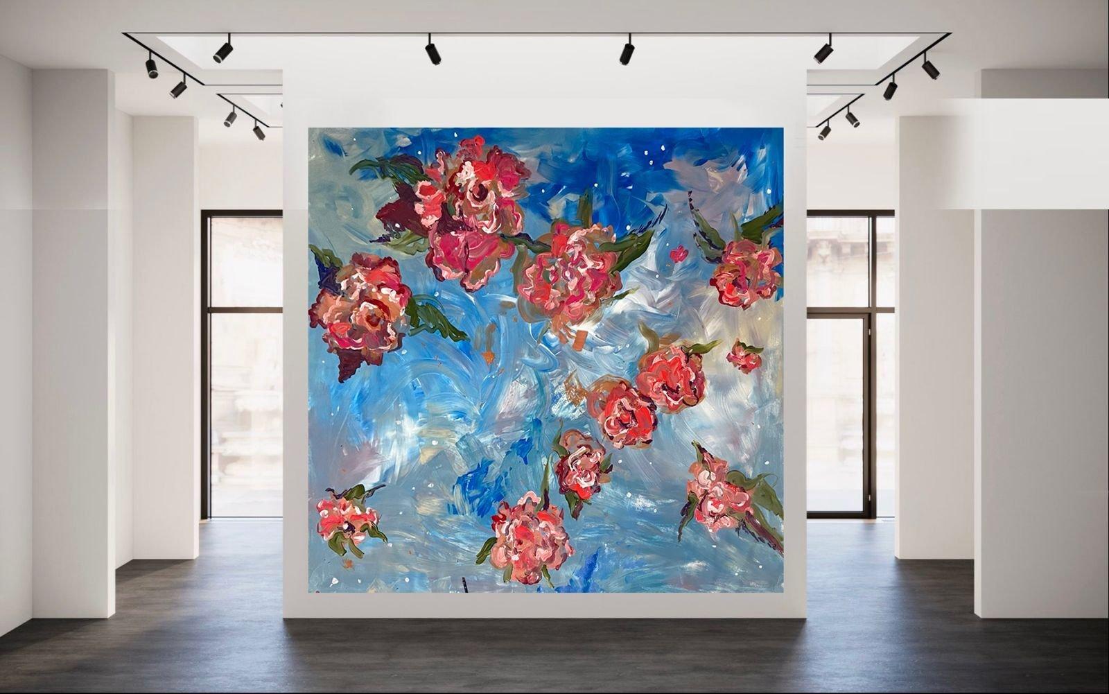 Blooming Ether Abstract Painting, Acrylic on Canvas, 21st Century