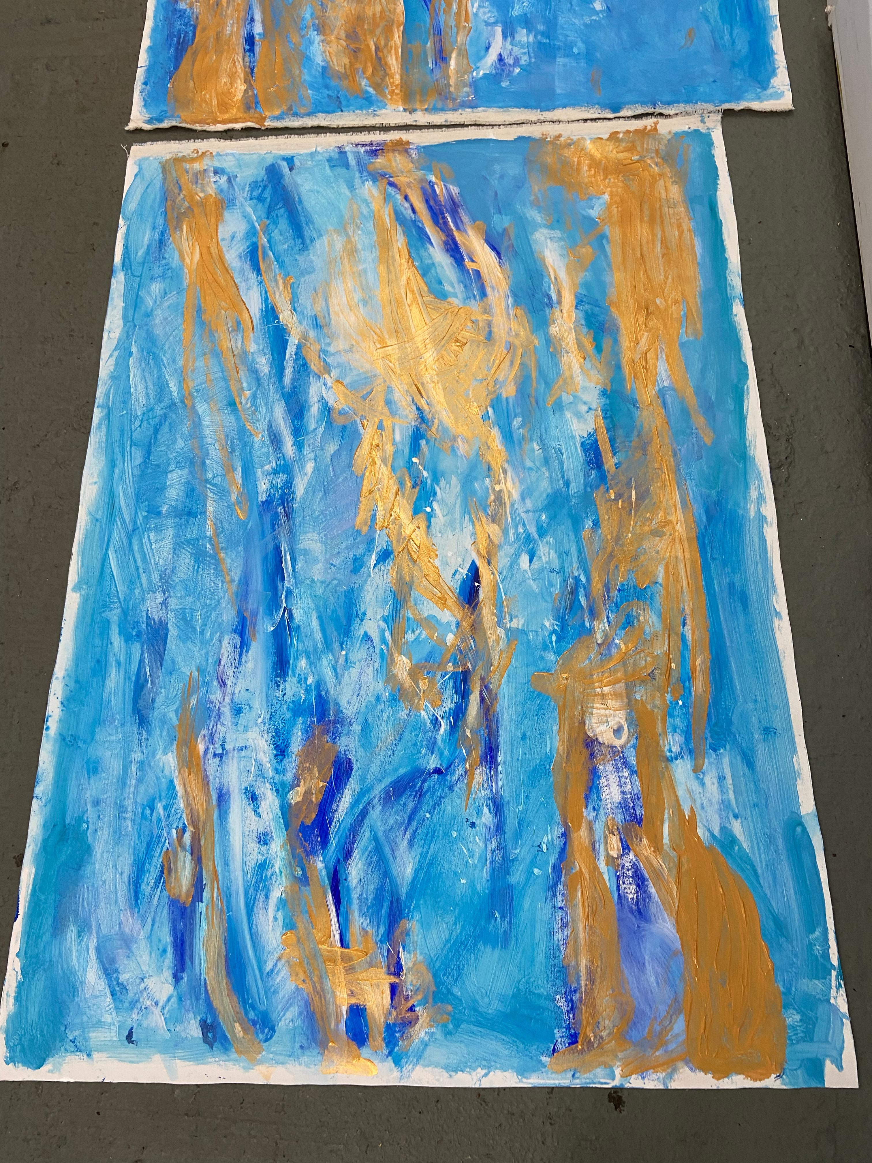 Abstraktes blaues abstraktes Gemälde, Landschaft, Meer, unberührtes Wasser (Abstrakter Expressionismus), Painting, von Katarina Joys