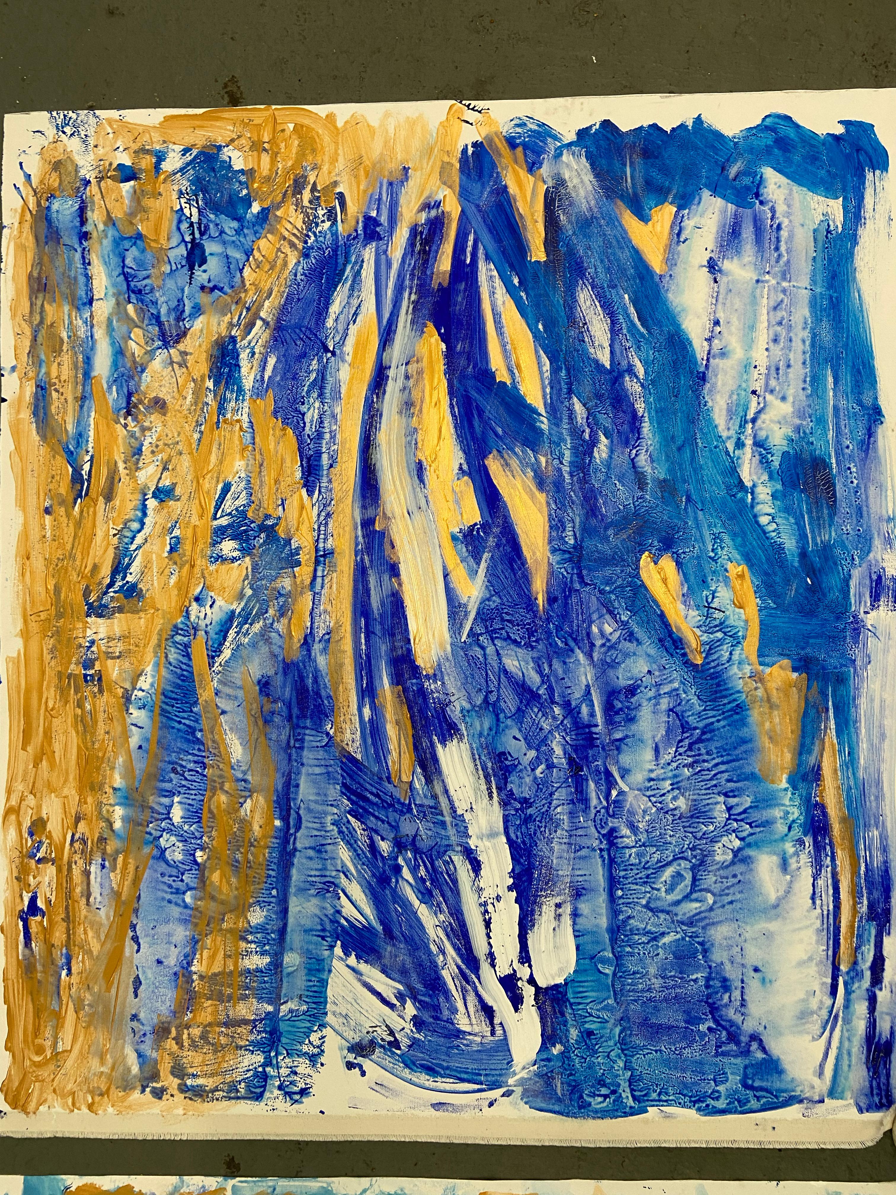 azul pintura abstracta paisaje mar Serendipity en venta 2