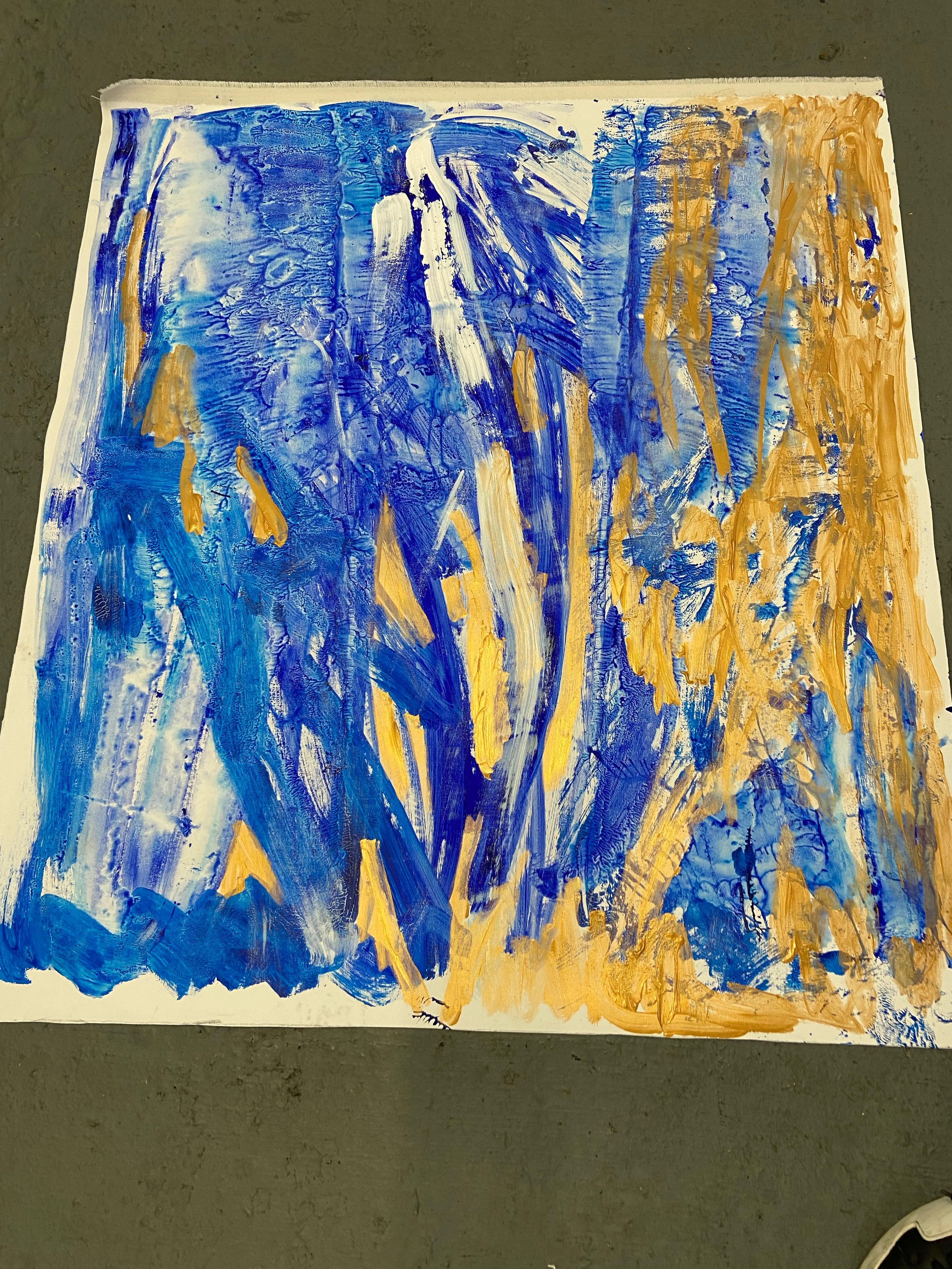 azul pintura abstracta paisaje mar Serendipity en venta 3