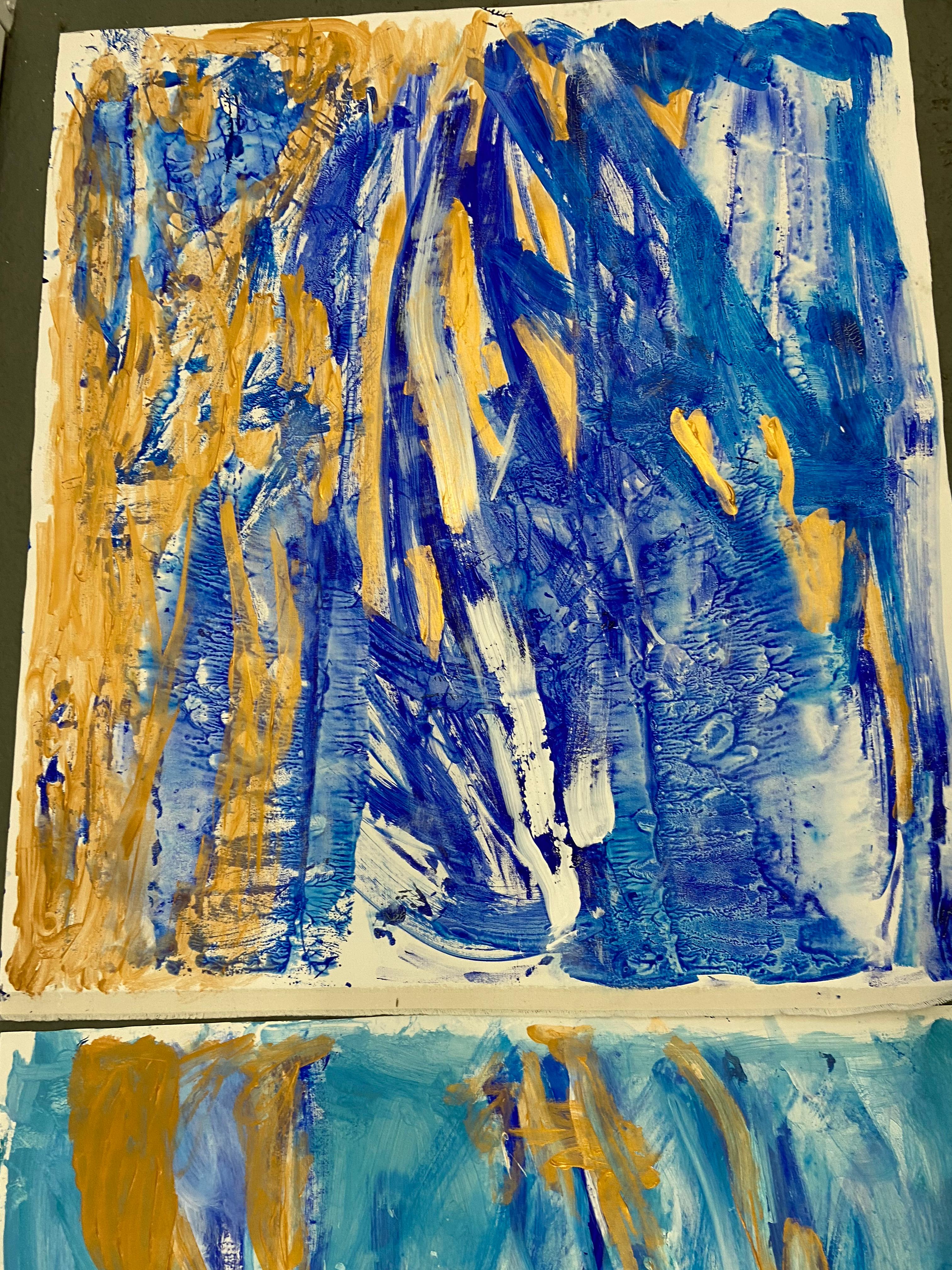 azul pintura abstracta paisaje mar Serendipity en venta 4