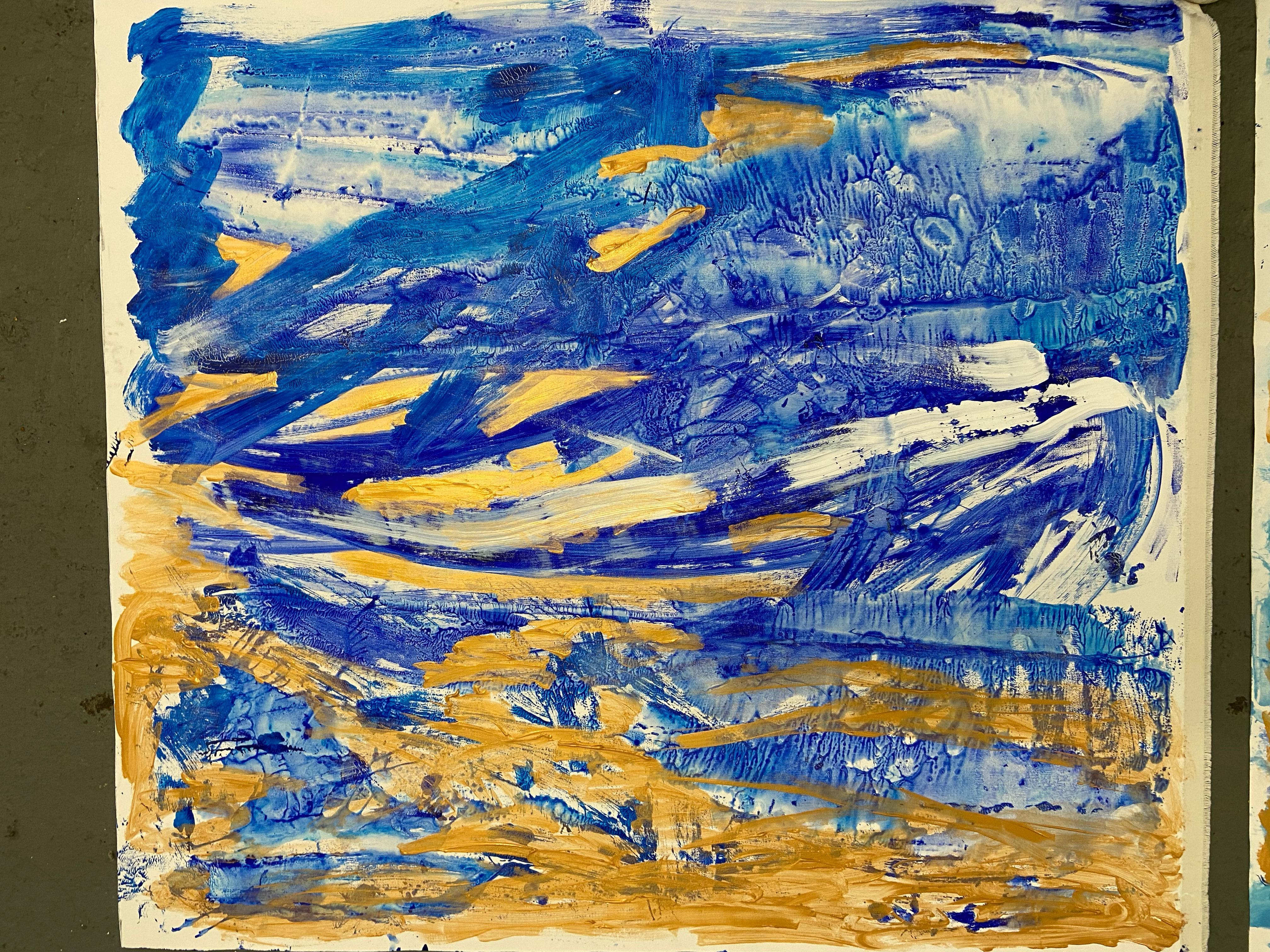 azul pintura abstracta paisaje mar Serendipity - Painting de Katarina Joys