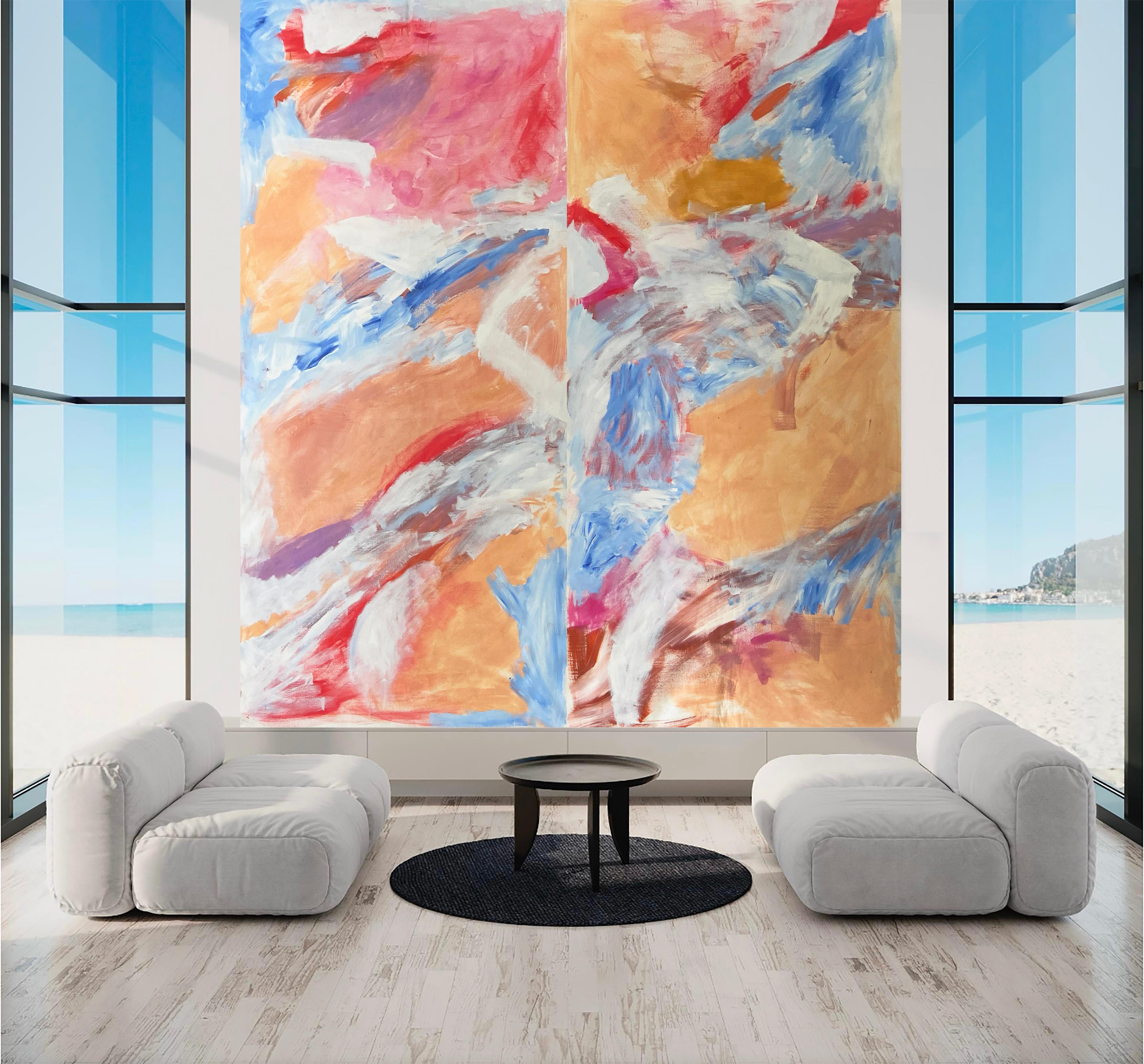 born to be wild - Gris Abstract Painting par Katarina Joys