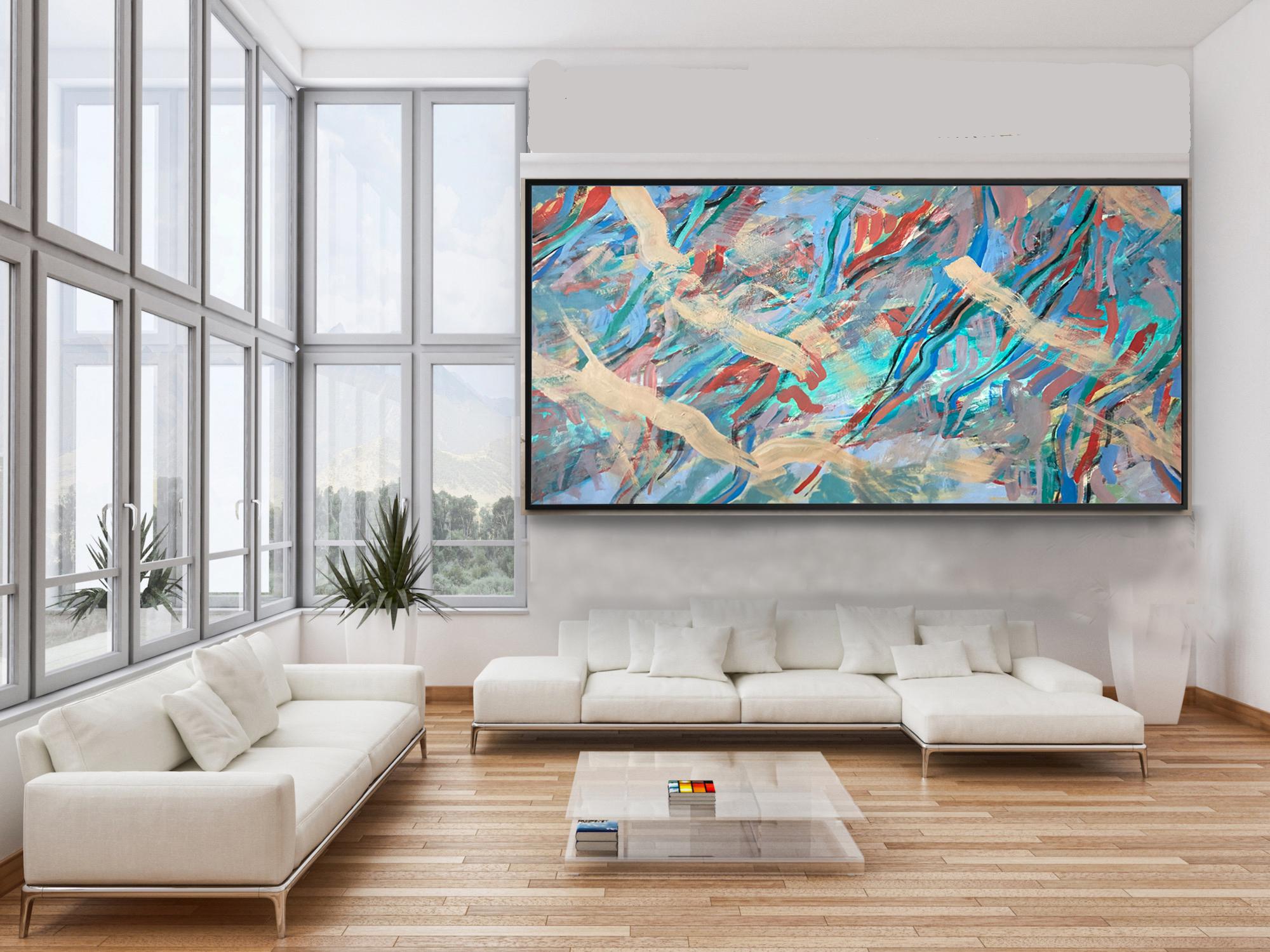 Coastal Equilibrium: Abstract Oil and Acrylic Painting on Canvas
