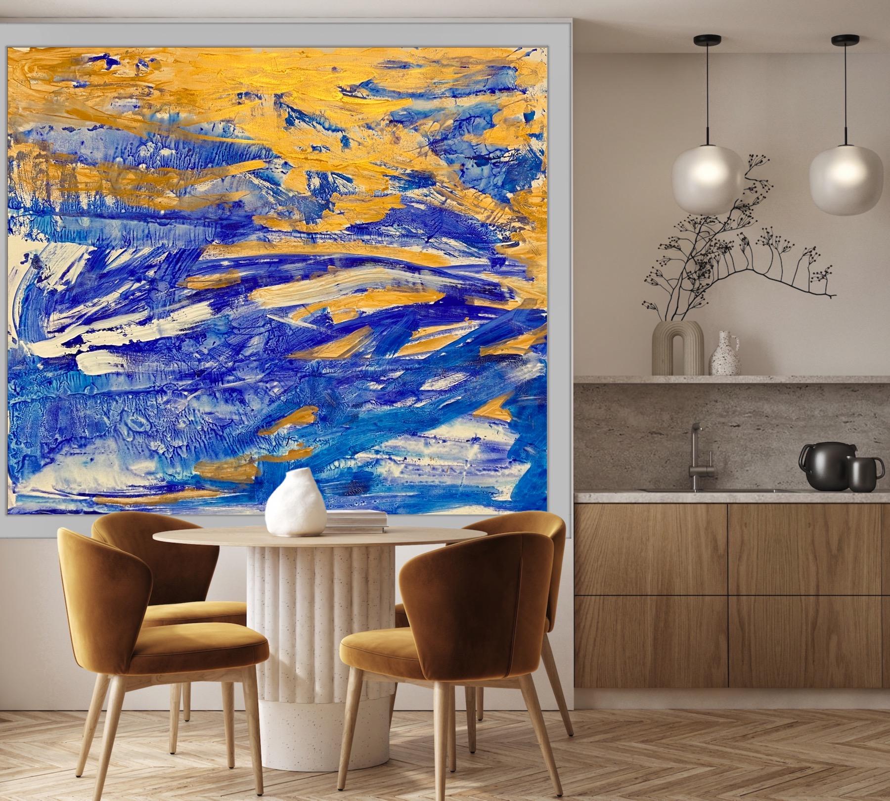Dayspring Meereslandschaft (Gold), Abstract Painting, von Katarina Joys