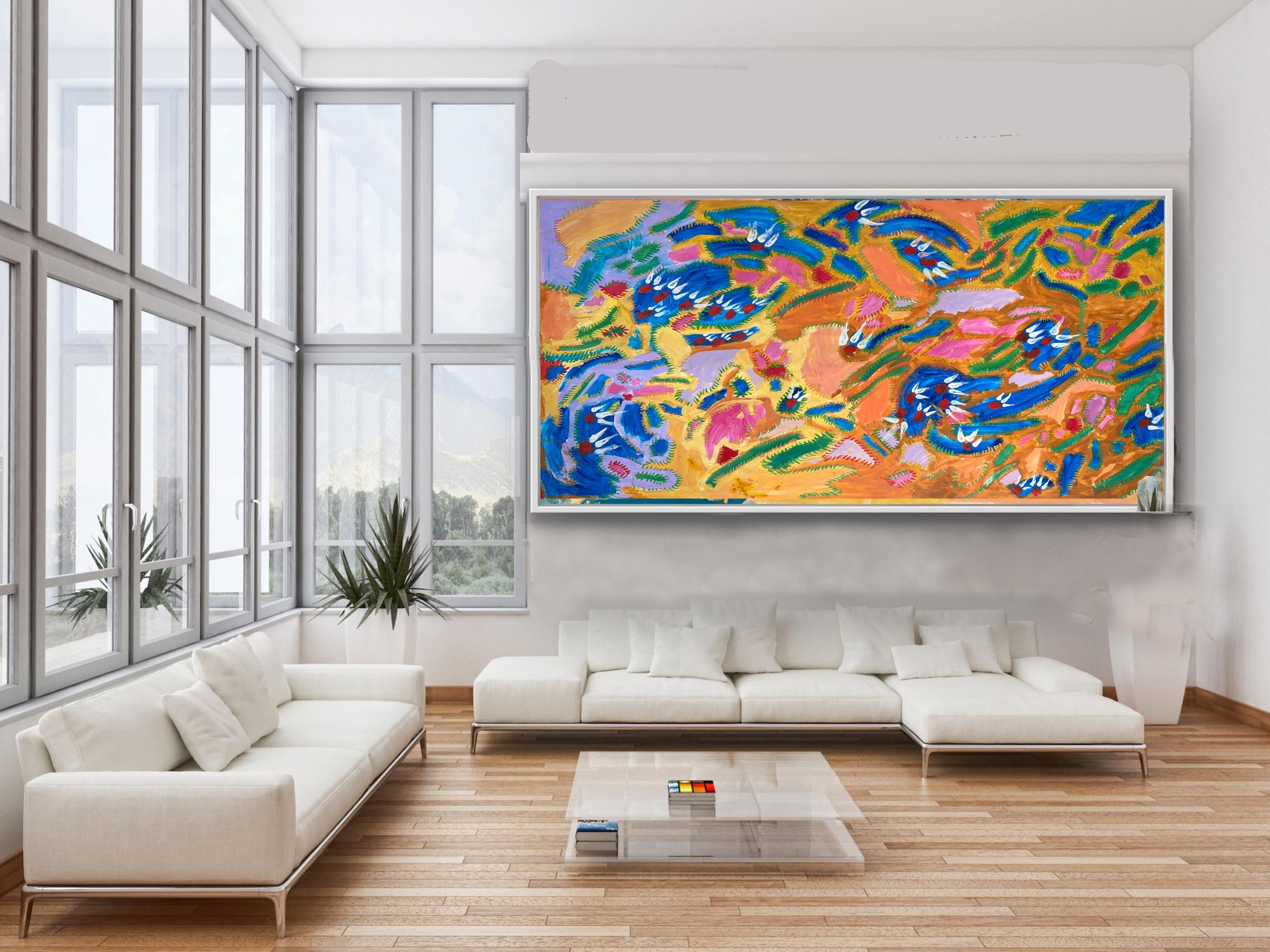 Peinture expressionniste abstraite « Emanation », acrylique sur toile, format XXL