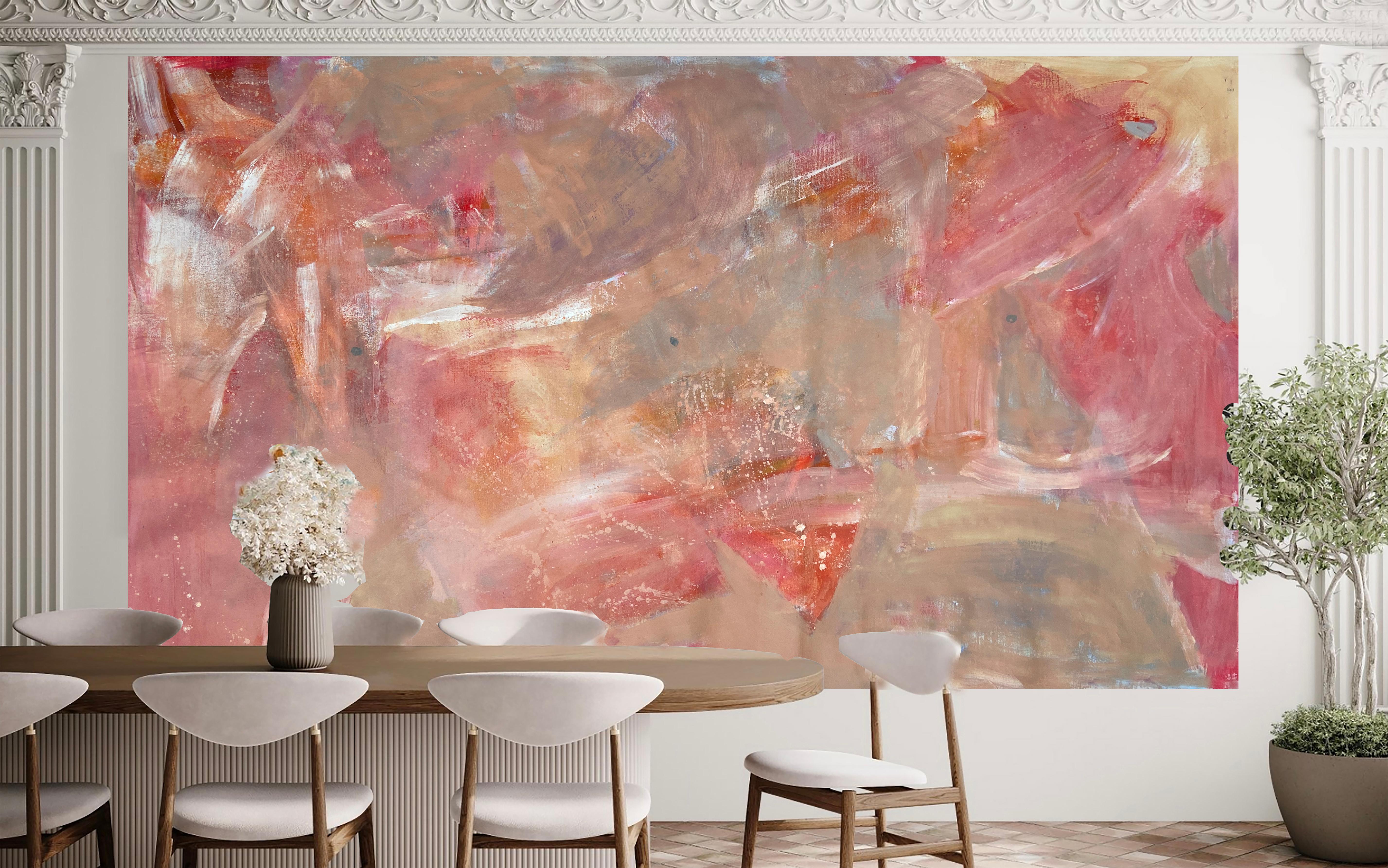 Katarina Joys Landscape Painting - Ember Glow – Large Abstract Expressionist Oil & Acrylic Canvas Art