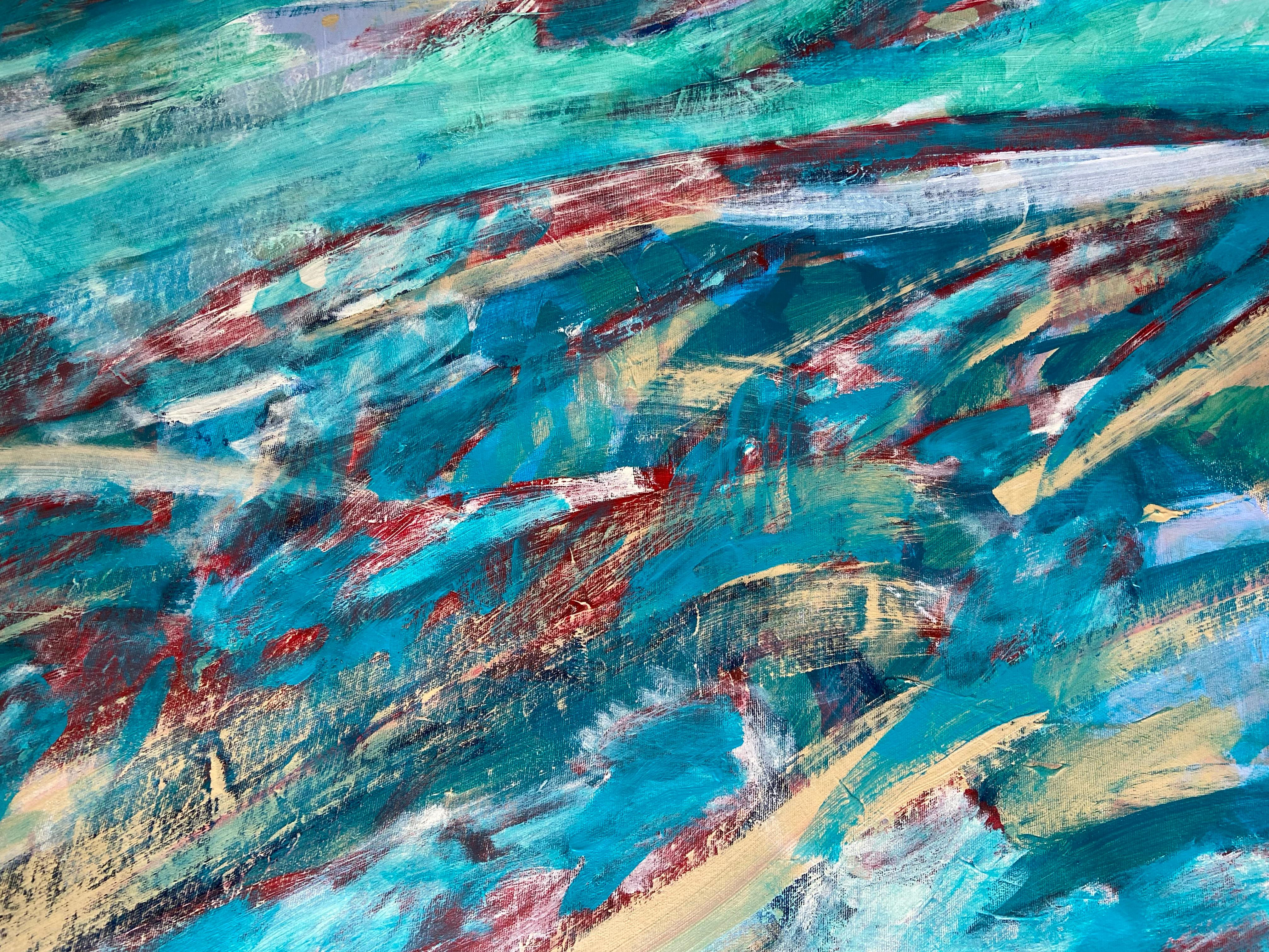 Emerald mointains, abstract painting, landscape, abstract expressionism im Angebot 6