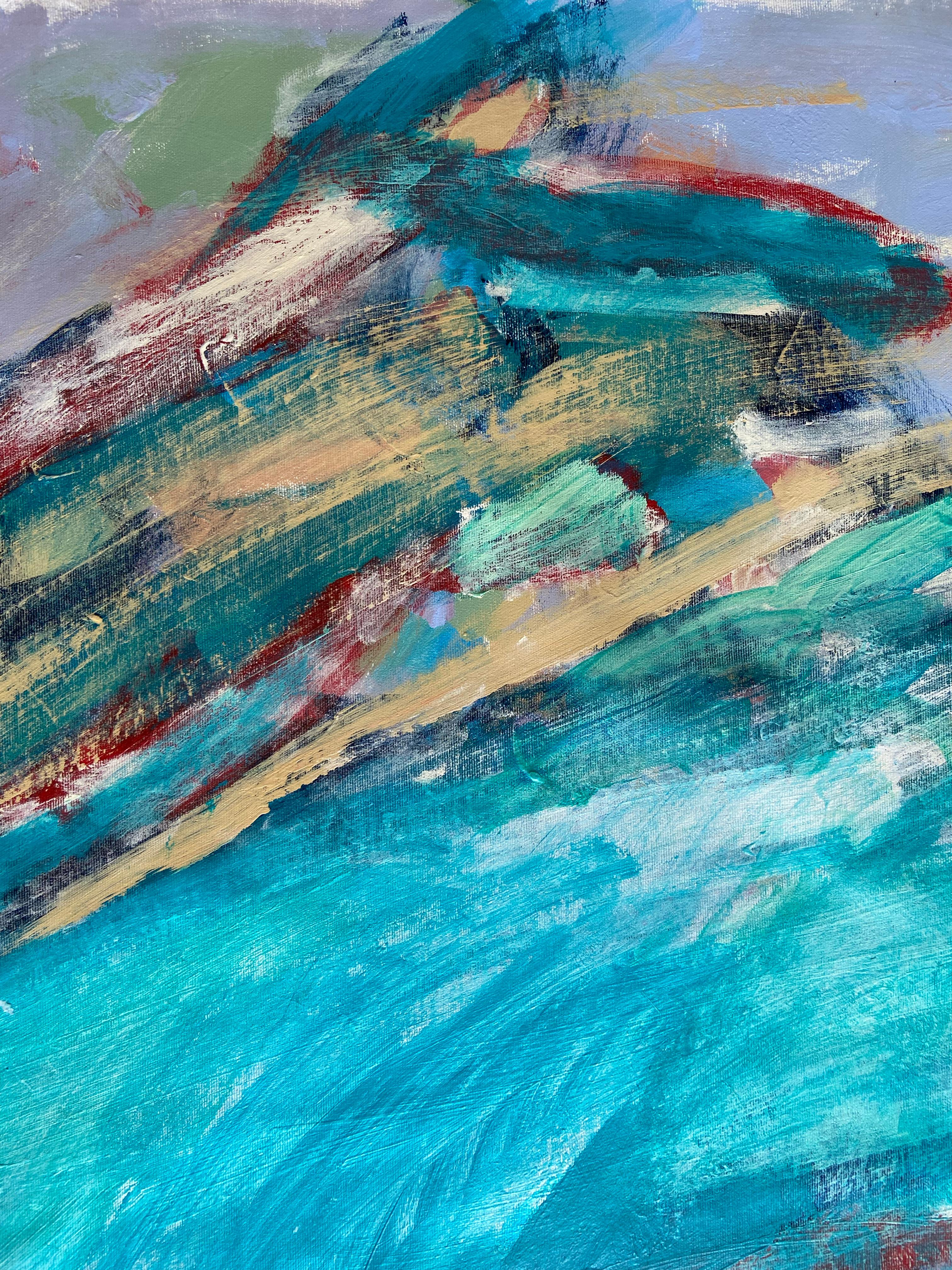 Emerald mointains, abstract painting, landscape, abstract expressionism (Abstrakter Expressionismus), Painting, von Katarina Joys