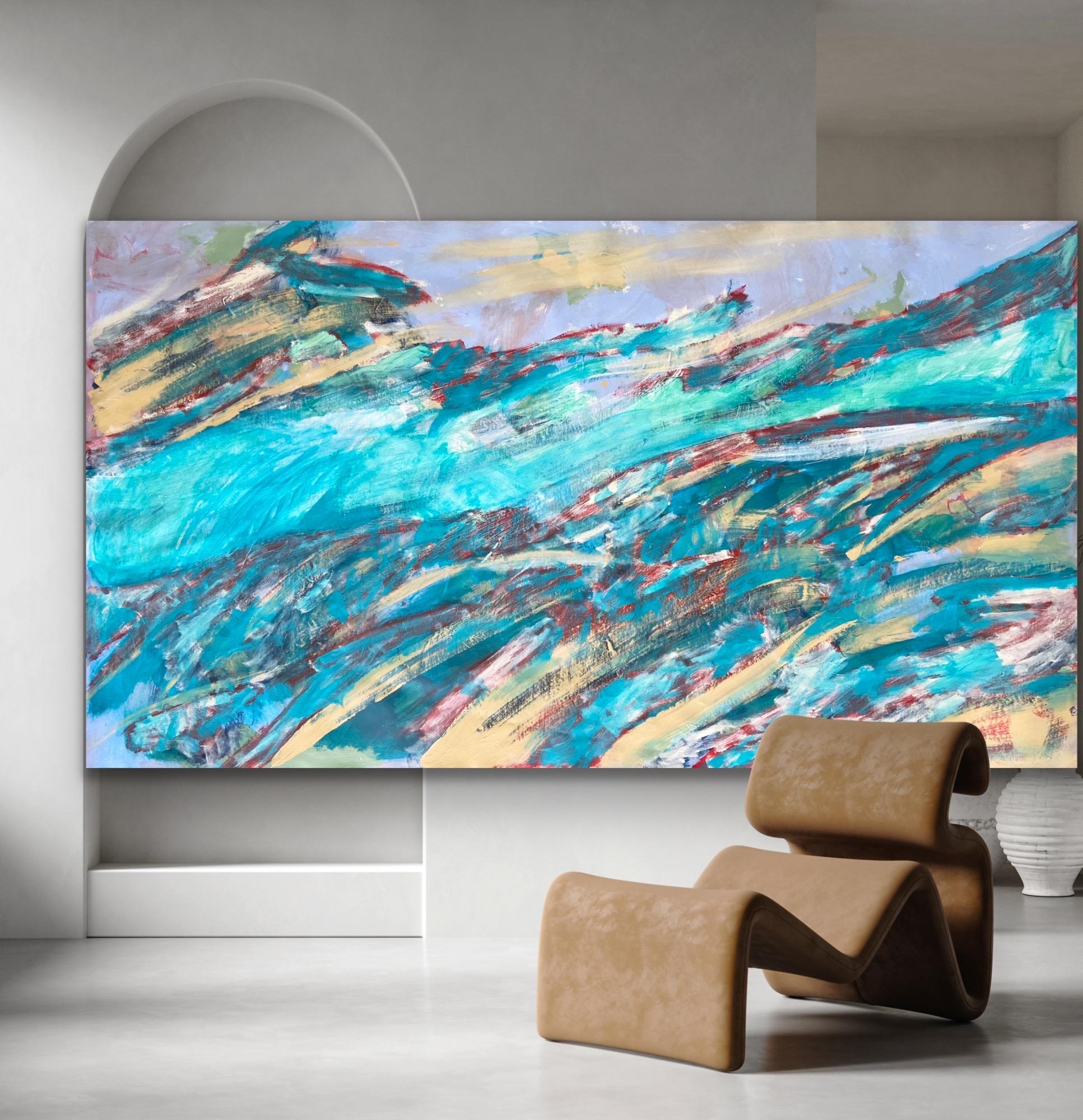 Emerald mointains, abstract painting, landscape, abstract expressionism im Angebot 2