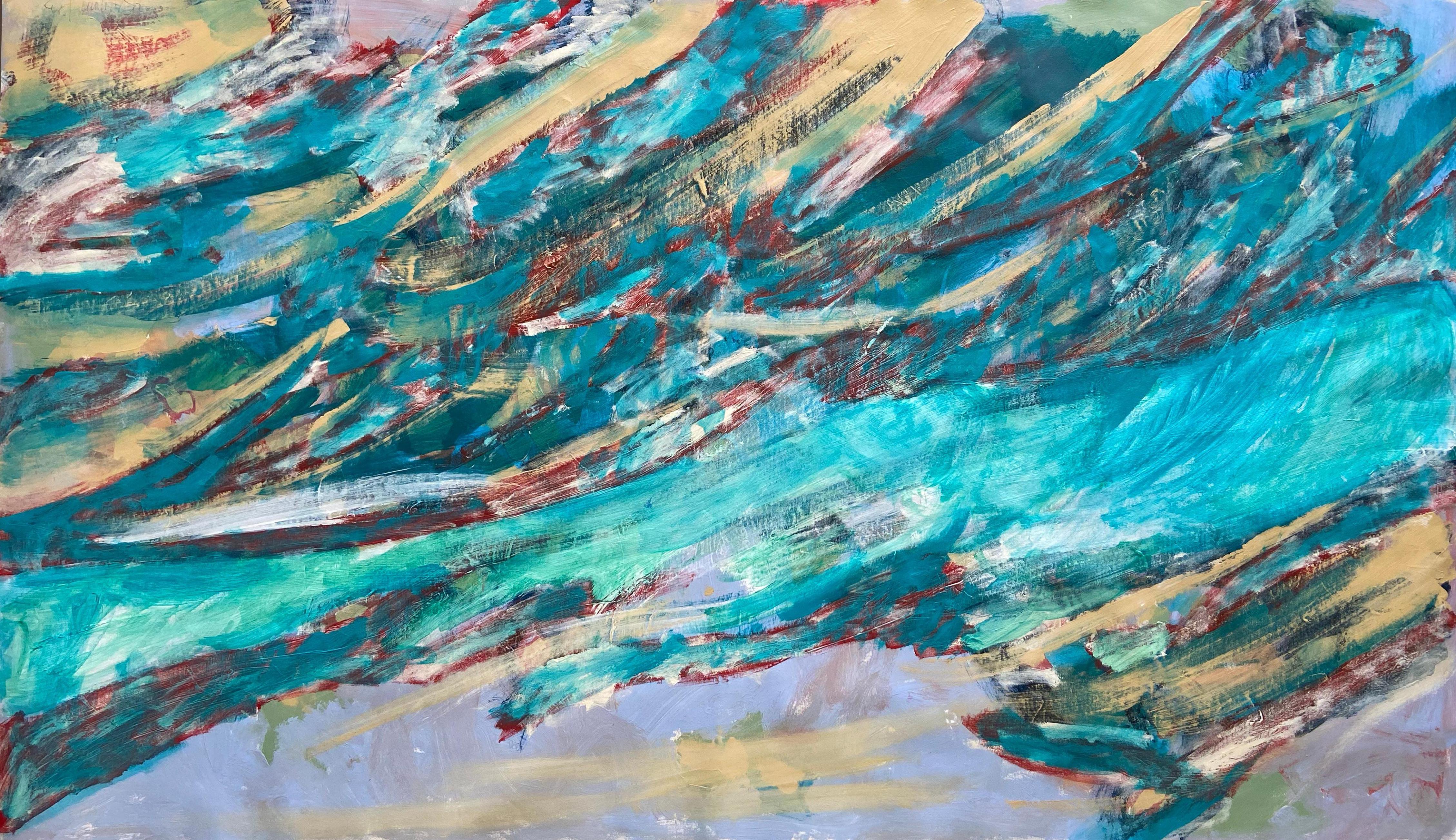 Emerald mointains, abstract painting, landscape, abstract expressionism