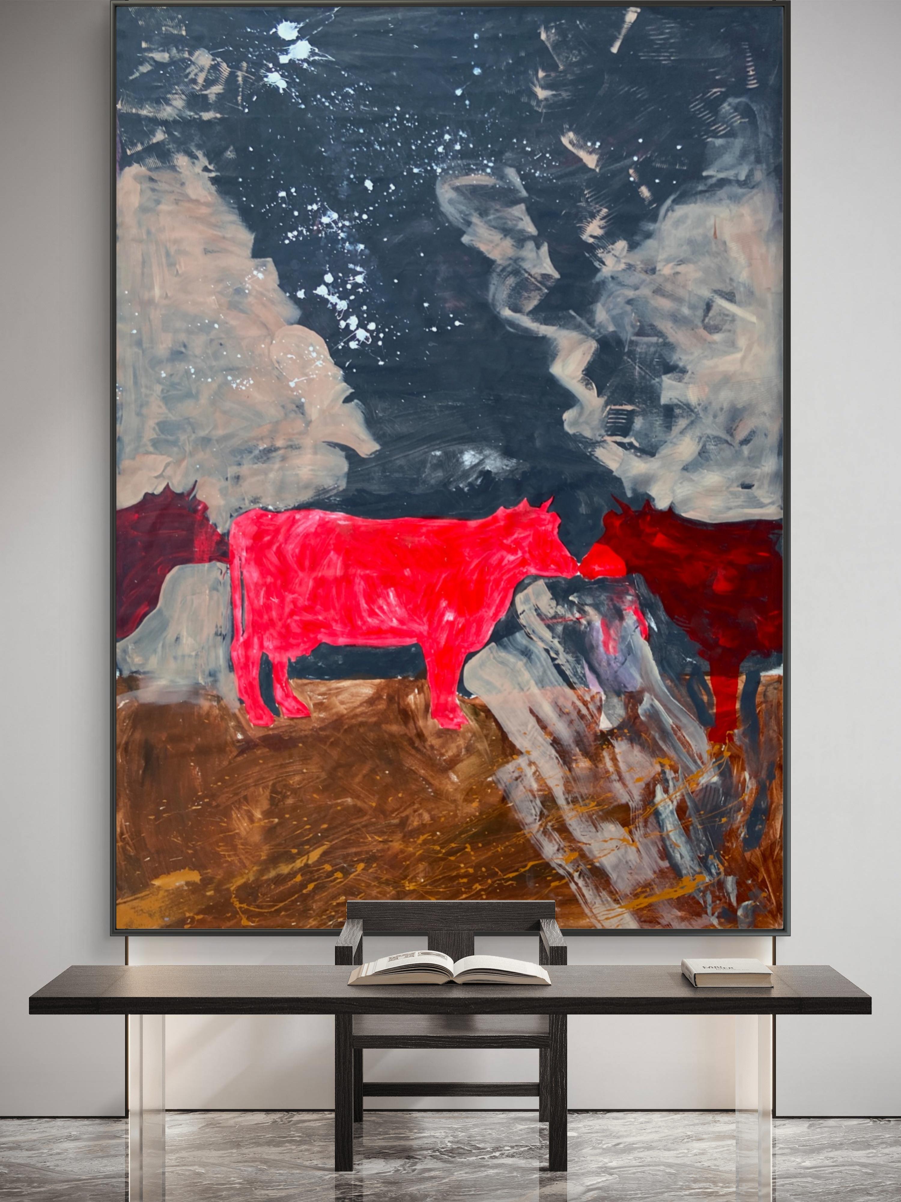 "Eternity" - Dipinto espressionista astratto, XXL, olio e acrilico su tela