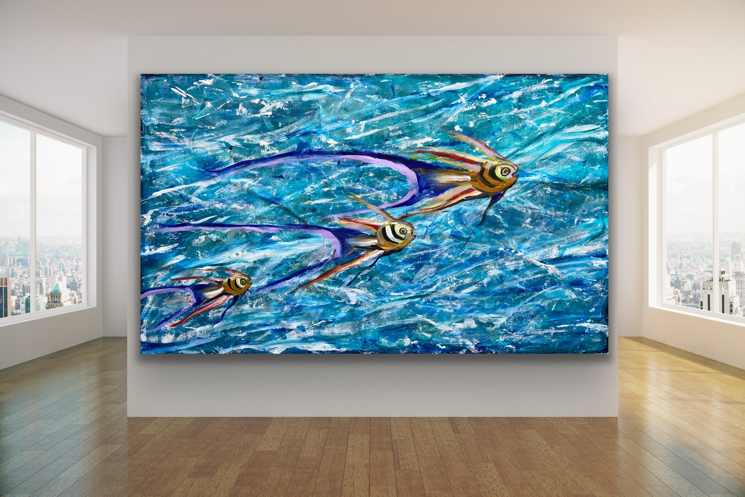 Landscape Painting Katarina Joys - Peinture de paysage abstrait poissons