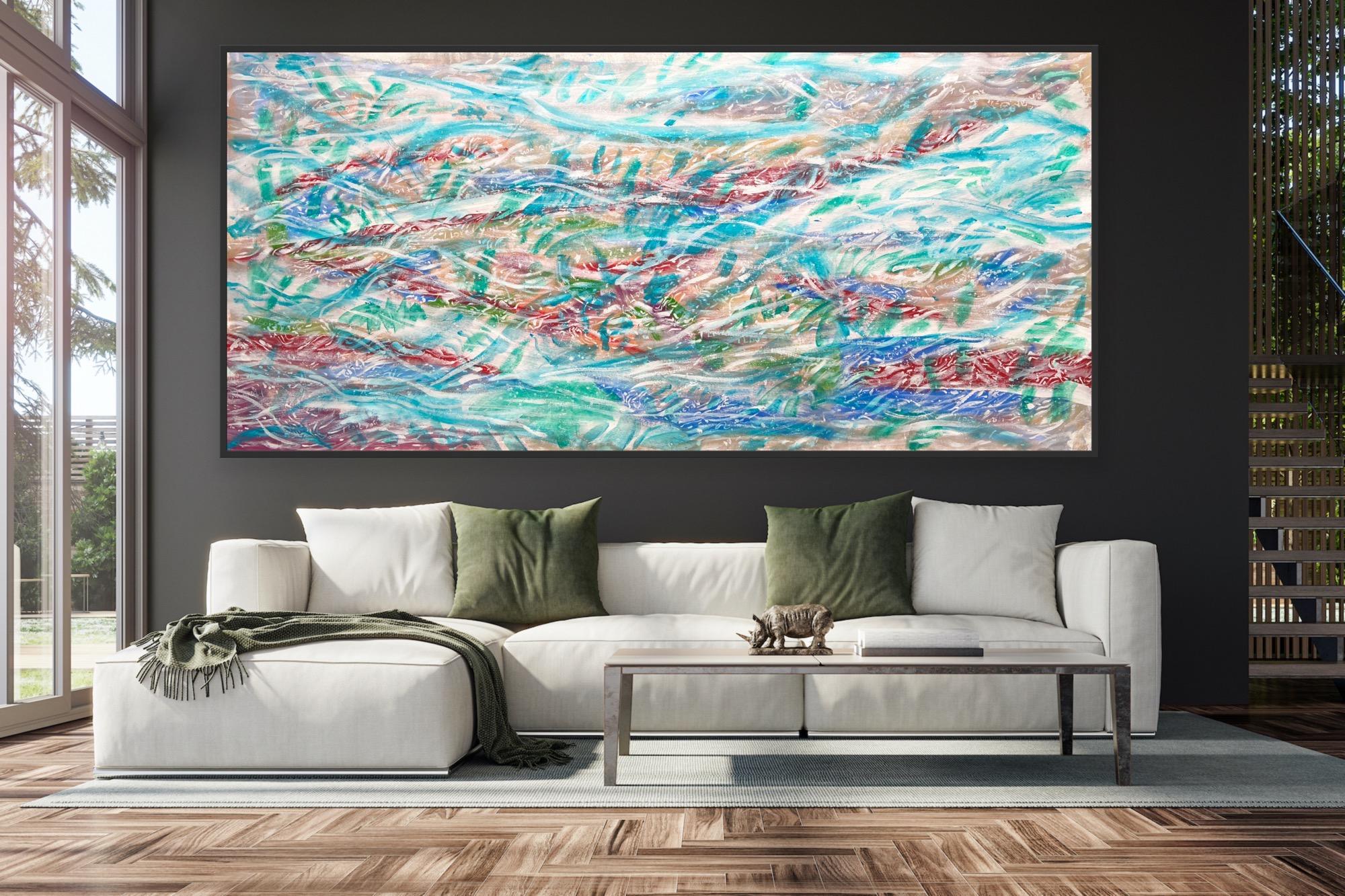 Currents of Memory, flowers, landscape, abstract art - Painting de Katarina Joys