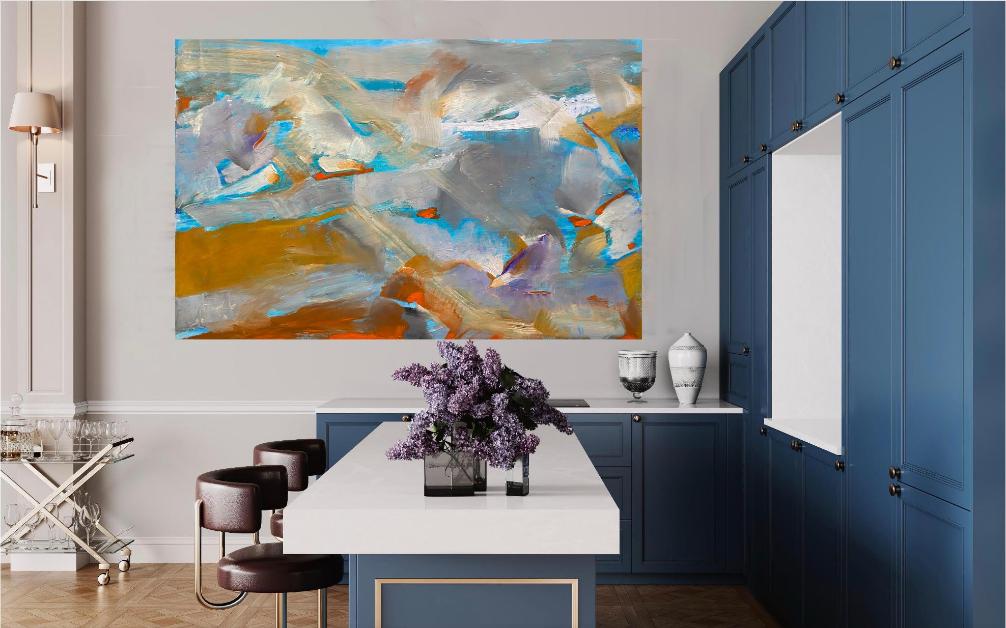 Over the rainbow, landscape, abstract art – Painting von Katarina Joys