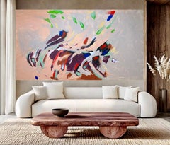 Peinture acrylique fusion sur toile de coton, expressionnisme abstrait
