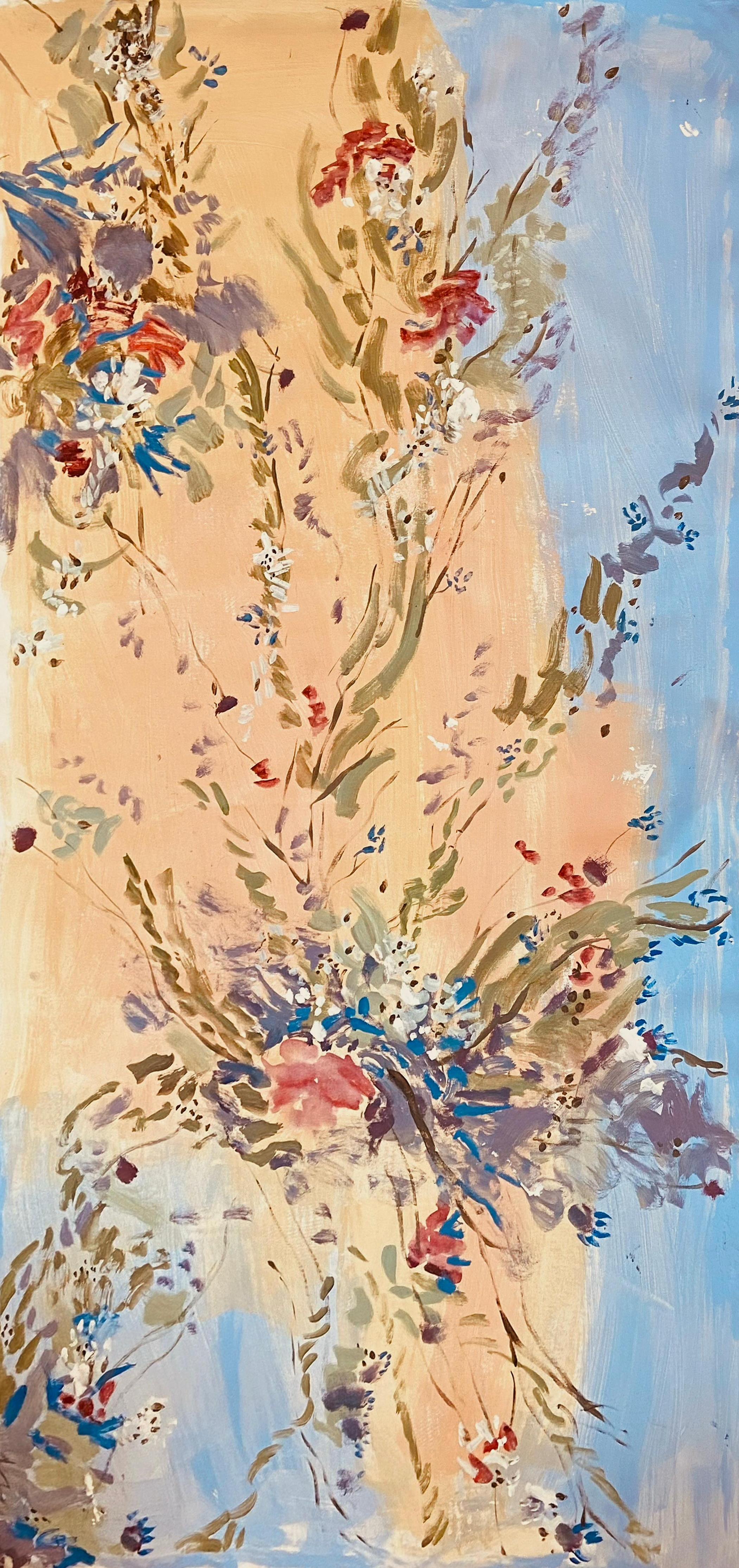 Haiku flowers - Beige Abstract Painting by Katarina Joys