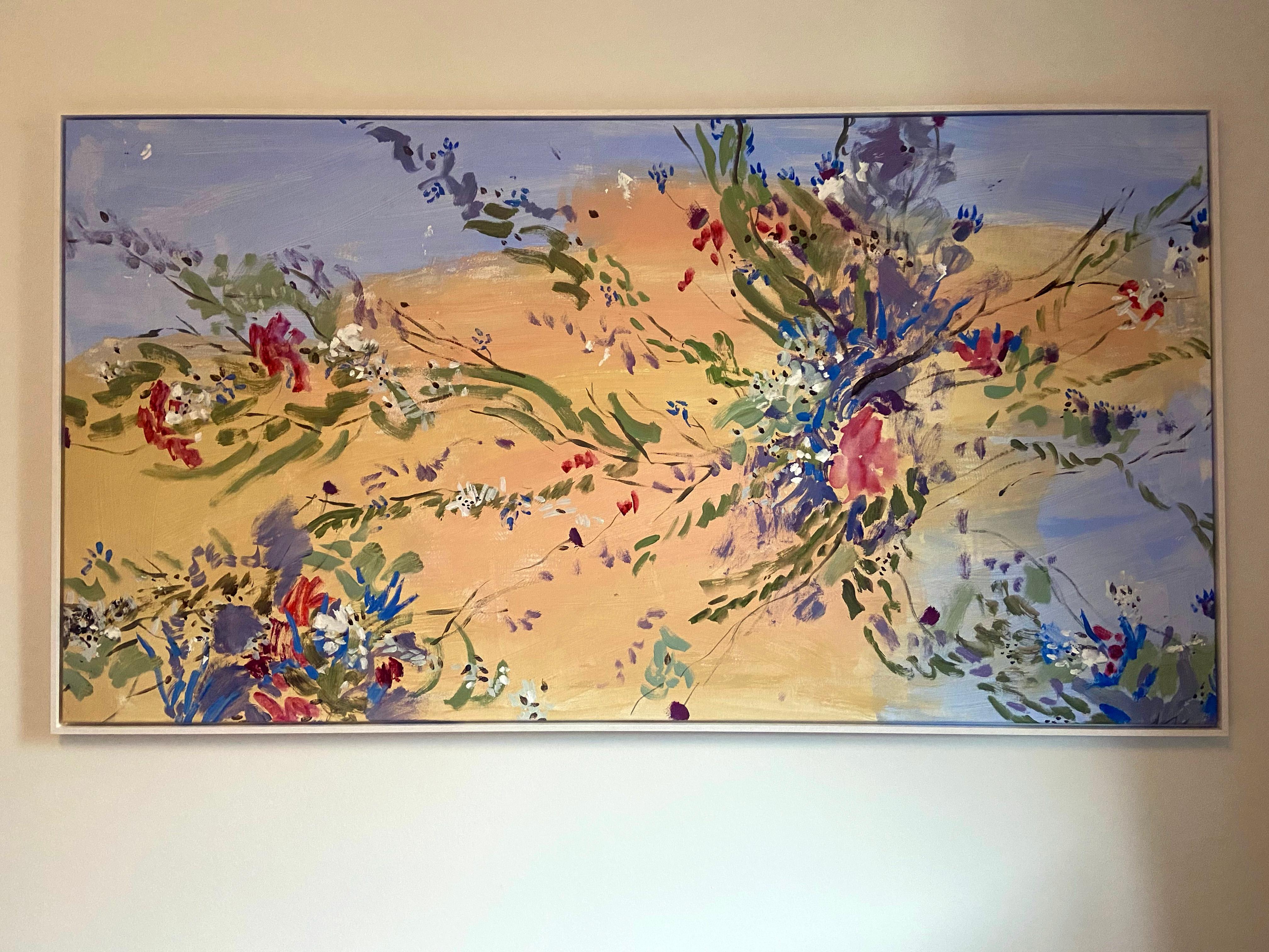 Haiku flowers - Black Landscape Painting by Katarina Joys