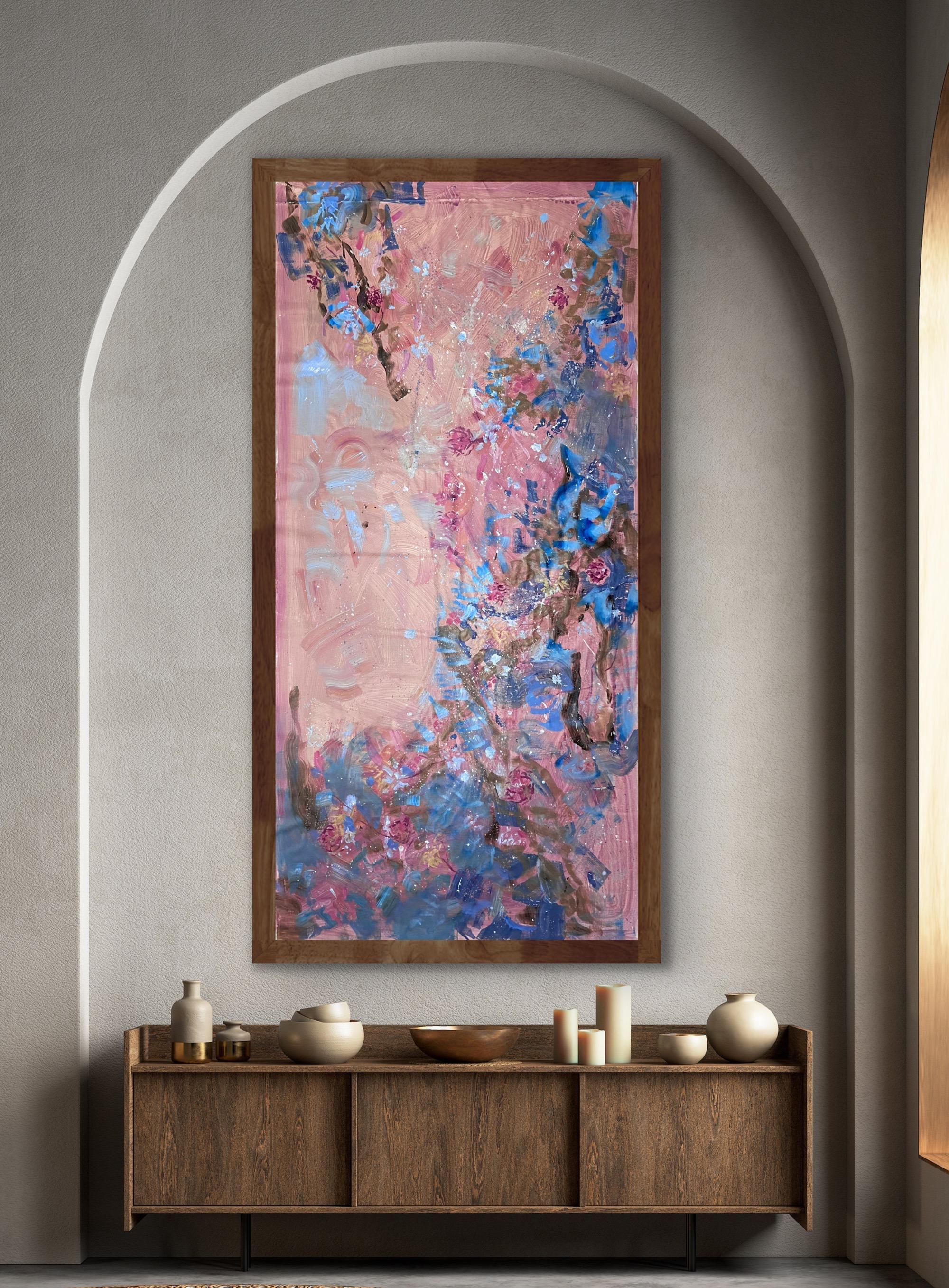 abstrakte Blumen rosa  Malerei – Painting von Katarina Joys