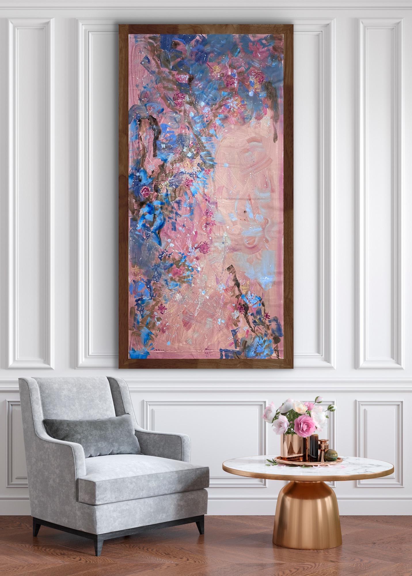 abstrakte Blumen rosa  Malerei (Abstrakter Expressionismus), Painting, von Katarina Joys