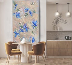 Pintura abstracta floral titulada «Armonía», realizada en acrílico sobre lienzo, siglo XXI