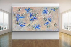 Pintura abstracta floral titulada «Armonía», realizada en acrílico sobre lienzo, siglo XXI
