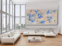 „Harmony“ – abstraktes Blumenbild in Acryl auf Leinwand, 21. Jahrhundert