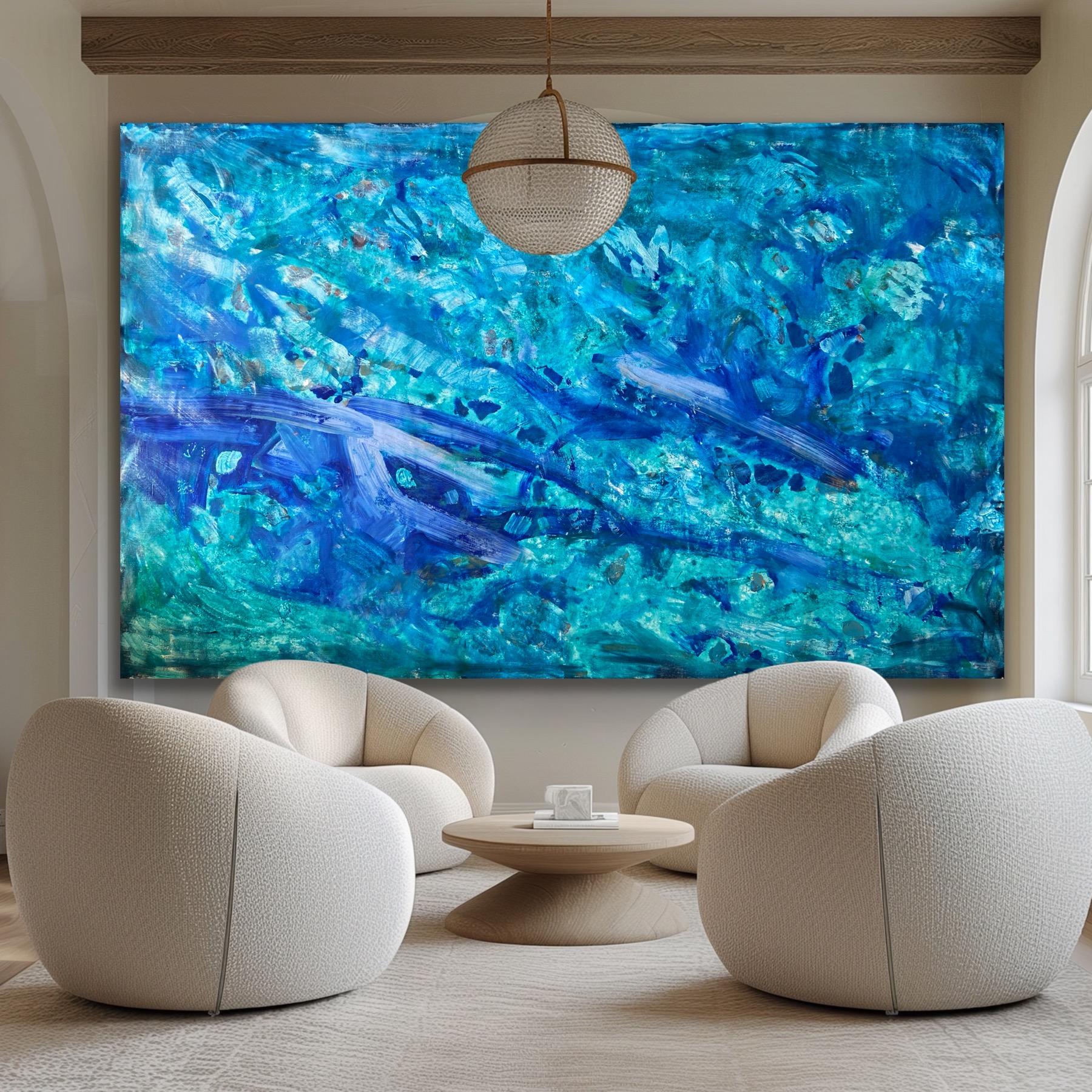 paisaje marino pintura abstracta - Painting de Katarina Joys