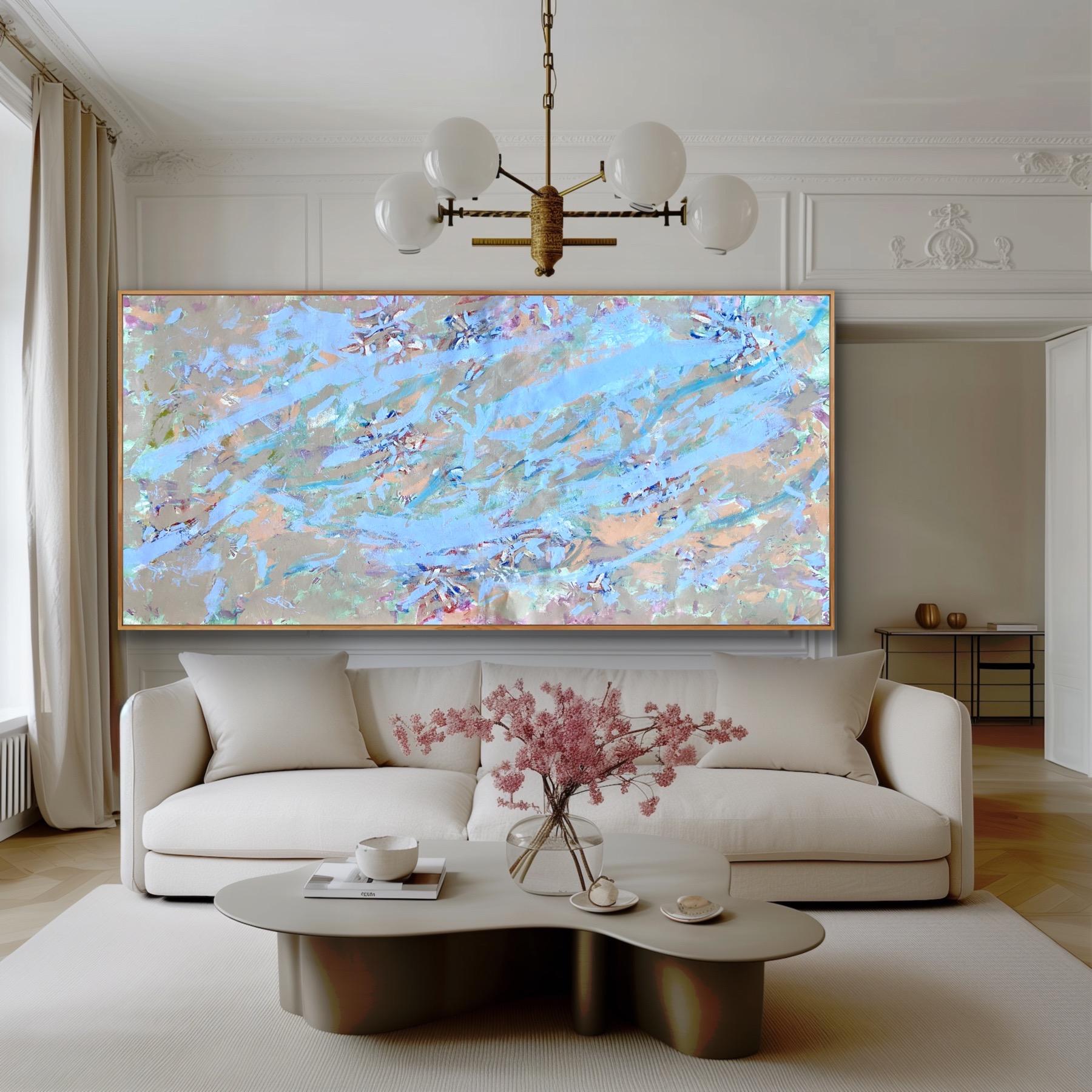 paisaje mar  pintura - Abstract Painting Gris de Katarina Joys